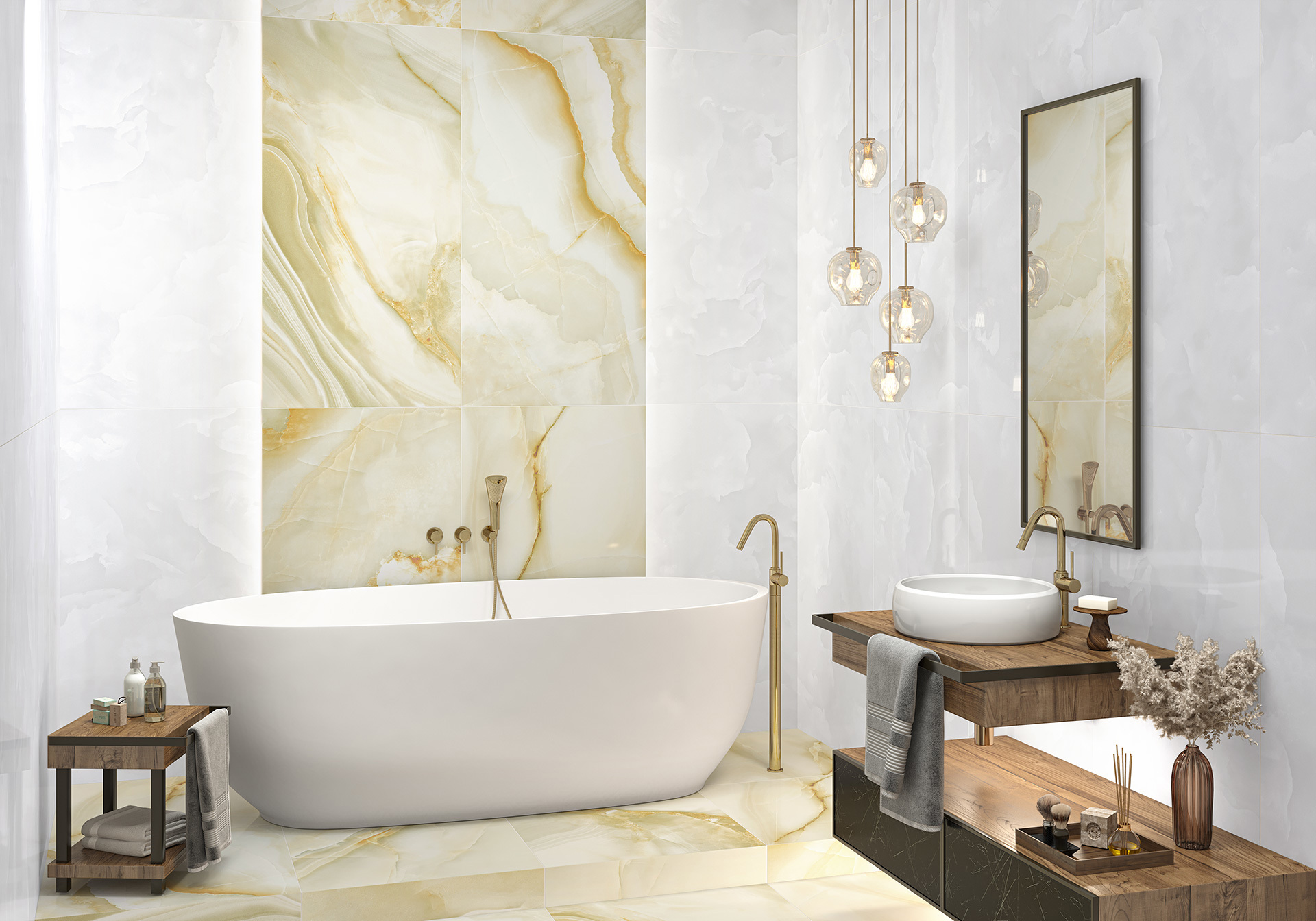 Изображение товара Керамогранит Lcm Ice onyx 60x120 см белый - ректифицированный для пола и стен