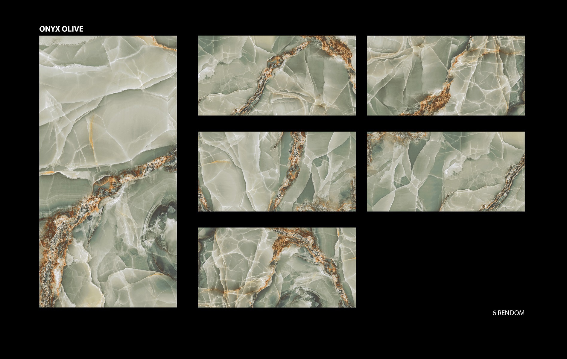 Изображение товара Керамогранит A-ceramica Onyx 60x120 см серо-зеленый глянцевый крупный