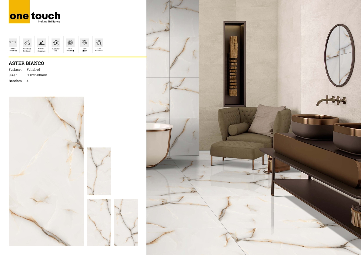 Изображение товара Керамогранит One touch Aster 17249 60x120 см белый с коричневым