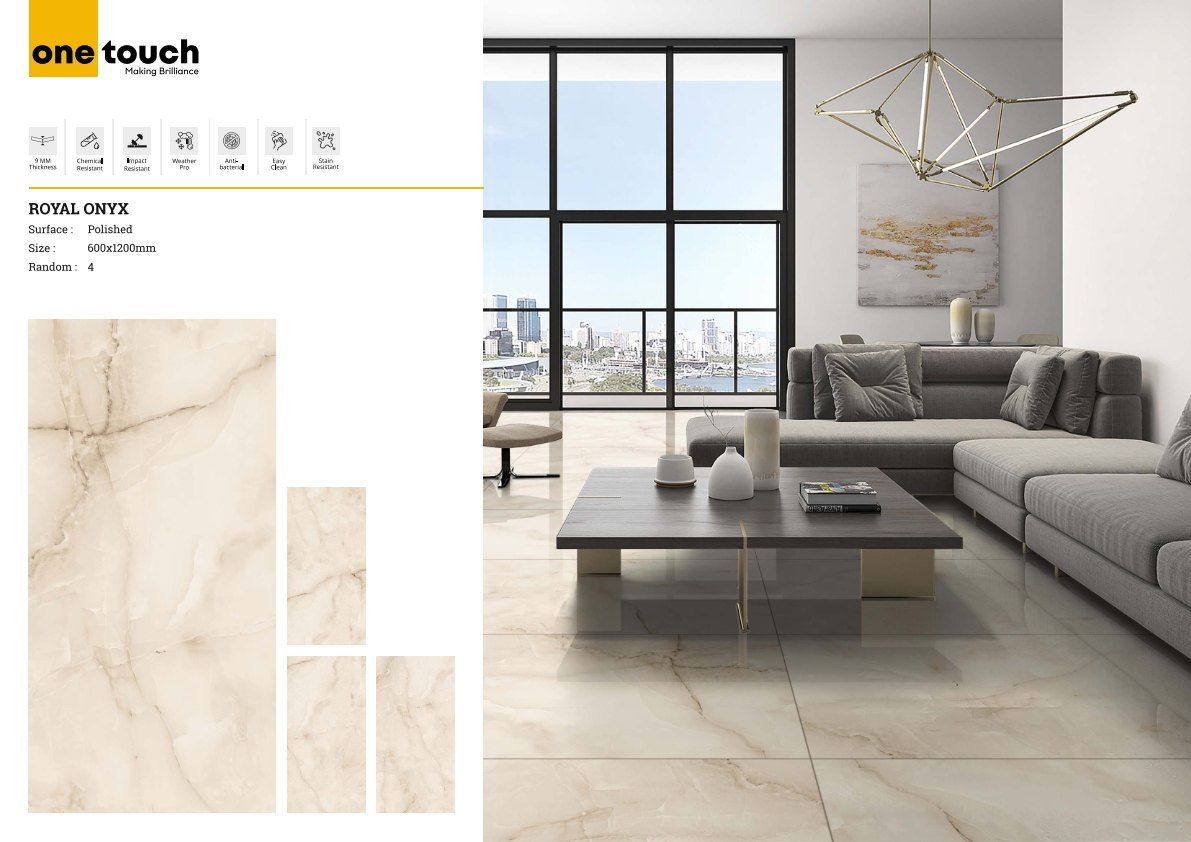 Изображение товара Керамогранит One touch Royal 17259 60x120 см бежевый крупный напольный и настенный плиточный матери