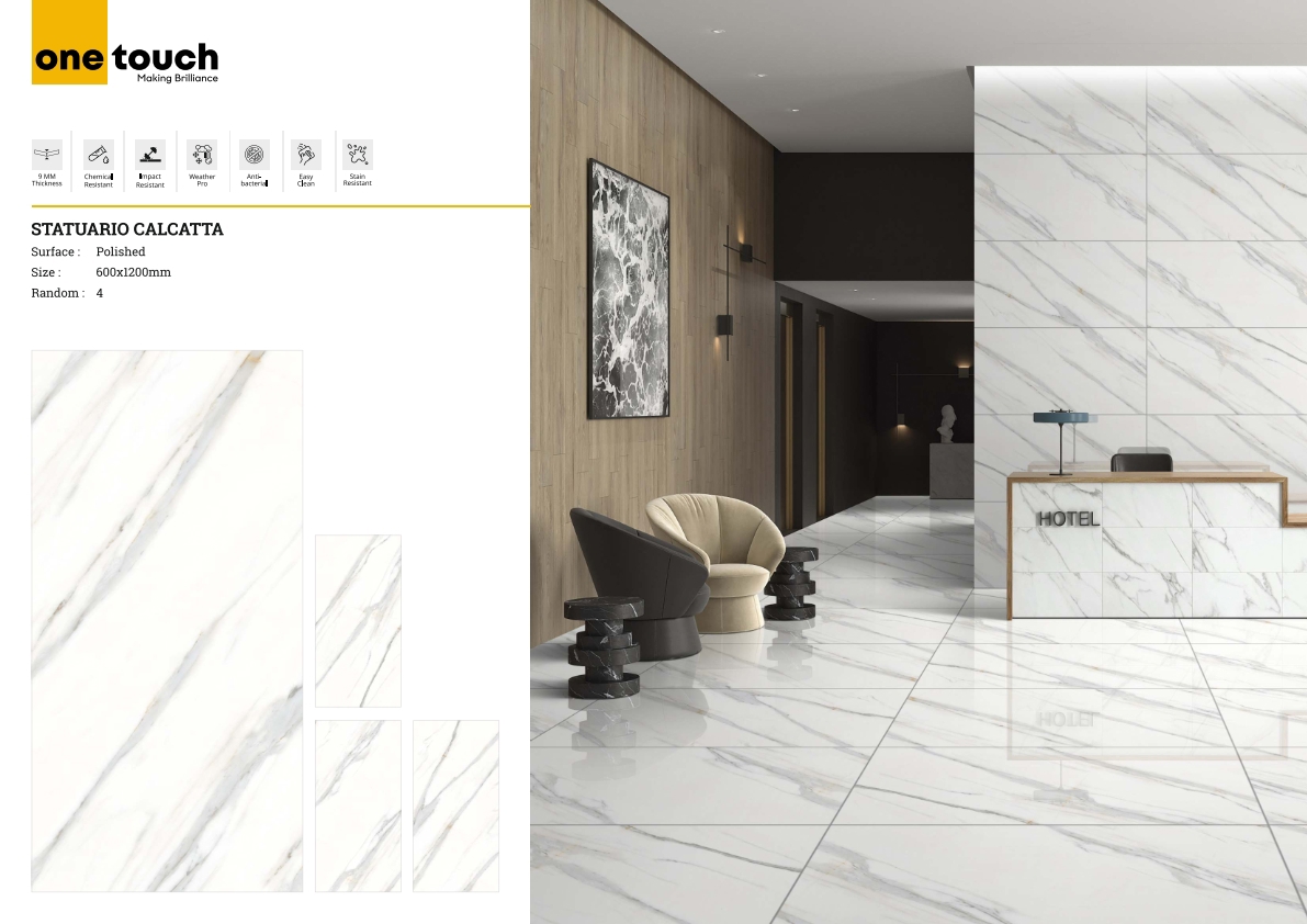 Изображение товара Керамогранит One touch Statuario 17262 белый 60x120 см