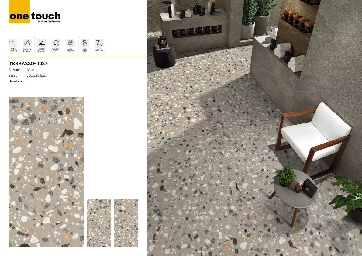 Изображение товара Керамогранит One touch Terazzo 17270 60x120см 1.44 м² цвет серый Изображение товара Керамогранит One touch Terazzo 17270 60x120см 1.44 м² цвет серый
