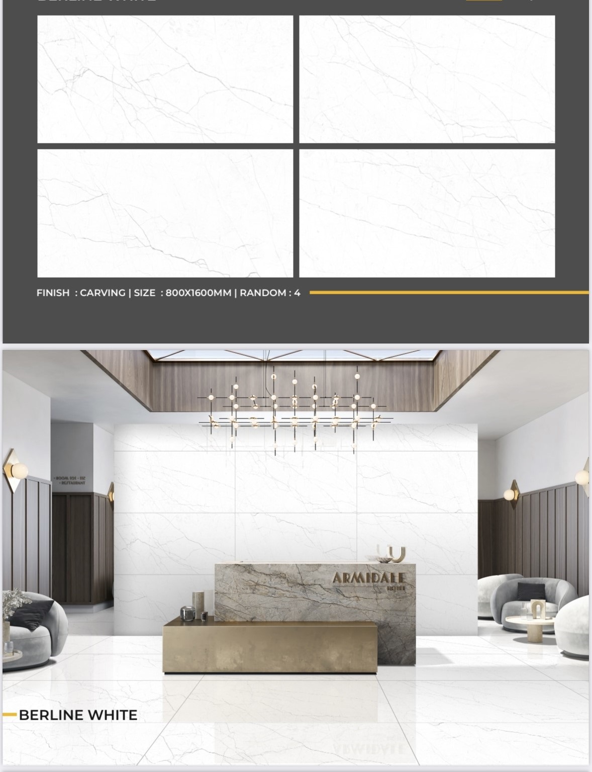 Изображение товара Керамогранит One touch Berlin 17283 80x160см 2.56 м² цвет белый