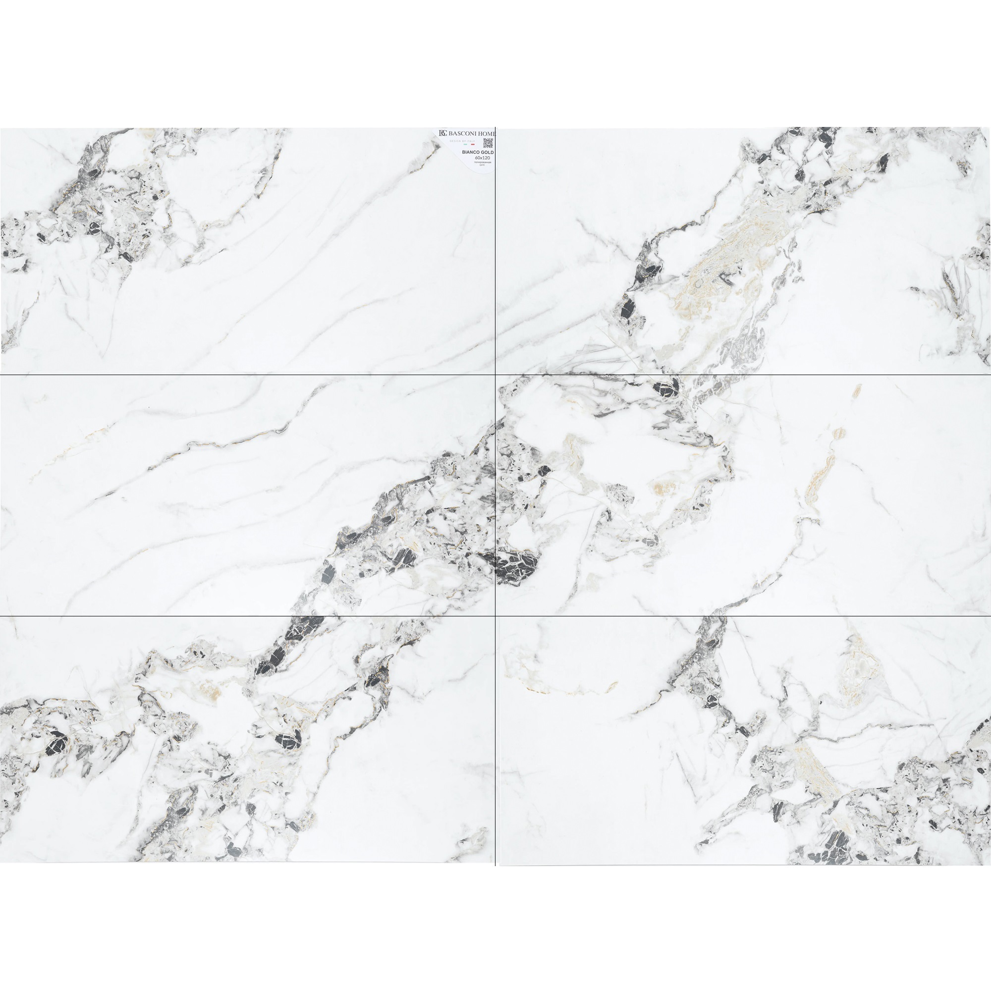 Изображение товара Керамическая плитка Basconi home Bianco Gold 60x120 см белый глянцевый