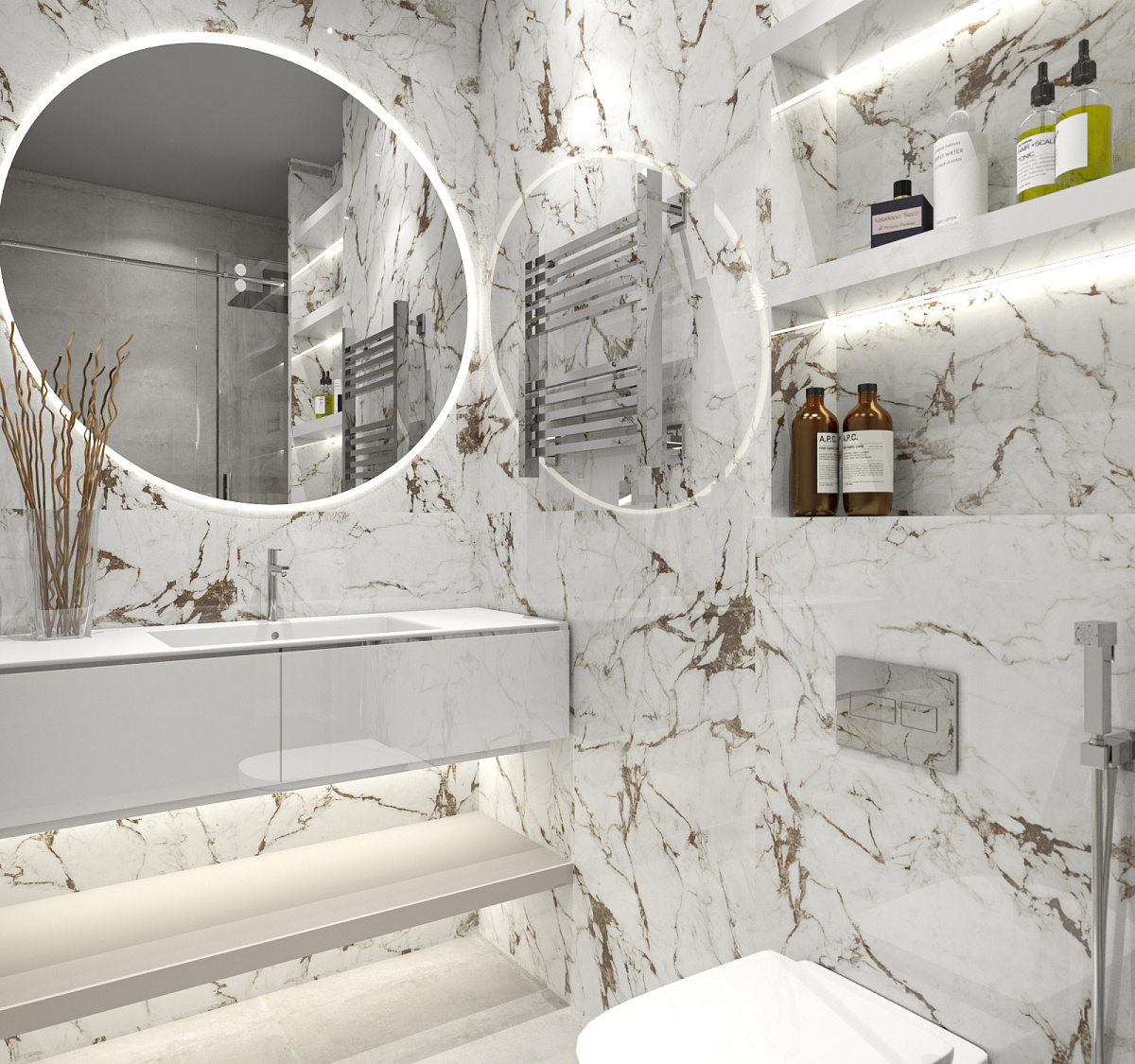 Изображение товара Керамогранит Absolut Gres Calacatta Bronze 60x120 см, полированный, морозостойкий