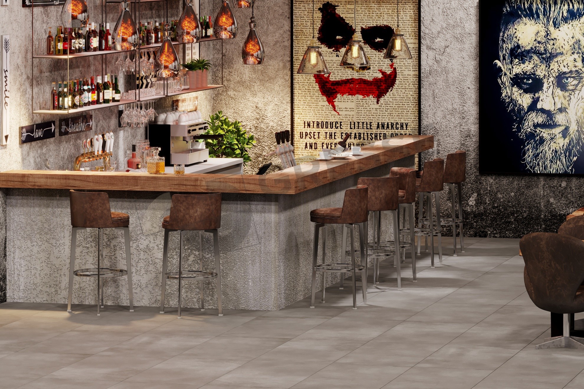 Изображение товара Керамогранит Gresse Matera Eclipse 604120 см грубый бетон серый глазурованный