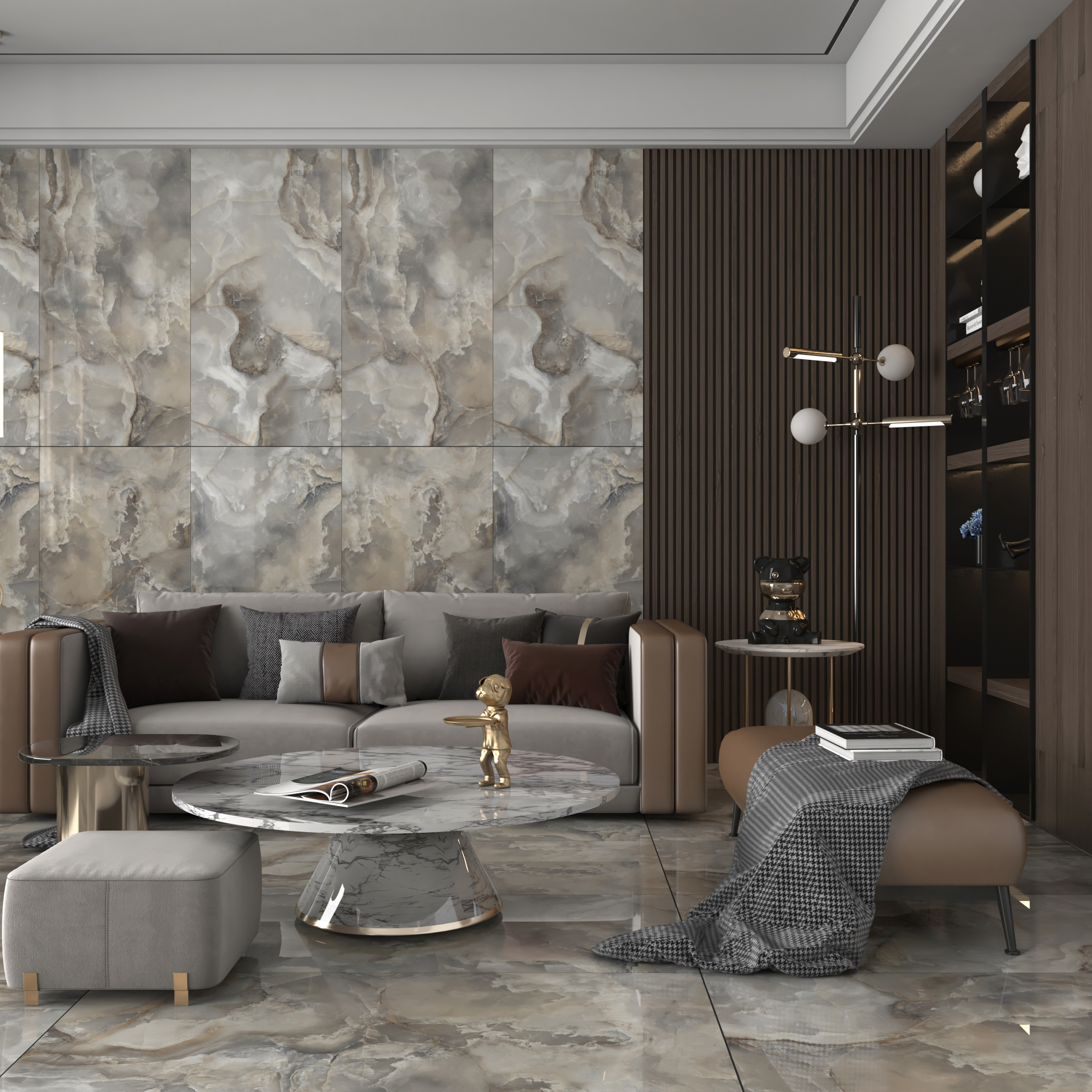 Изображение товара Керамогранит Kerald Romny Grey glossy 60x120 см, серый, мраморный эффект