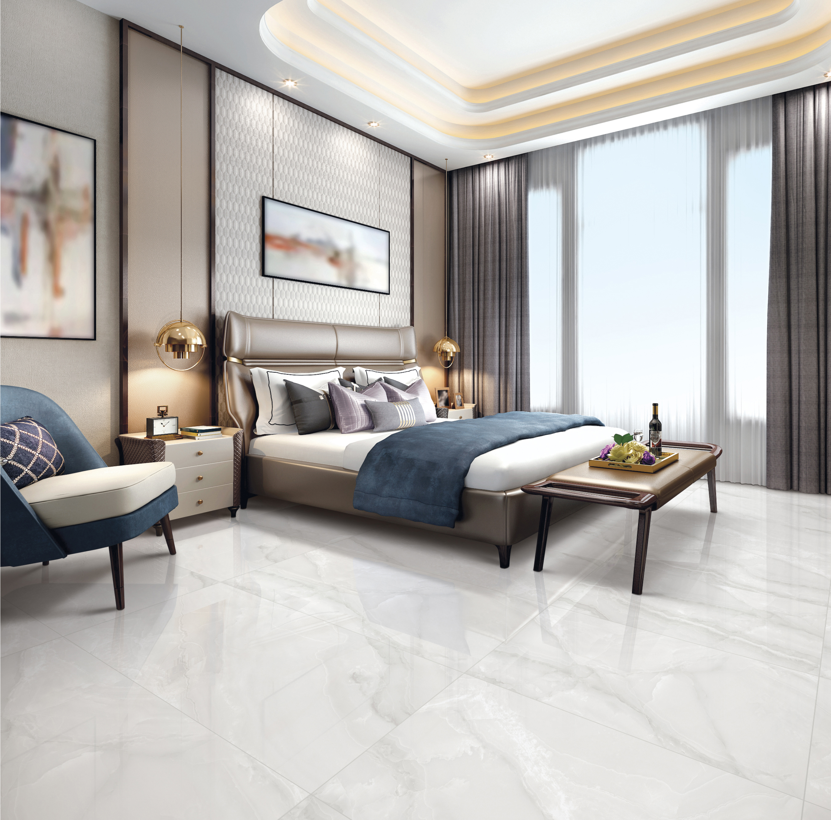 Изображение товара Керамогранит Kerald Stubai onyx grey glossy 60x120см 1.44 м² цвет белый