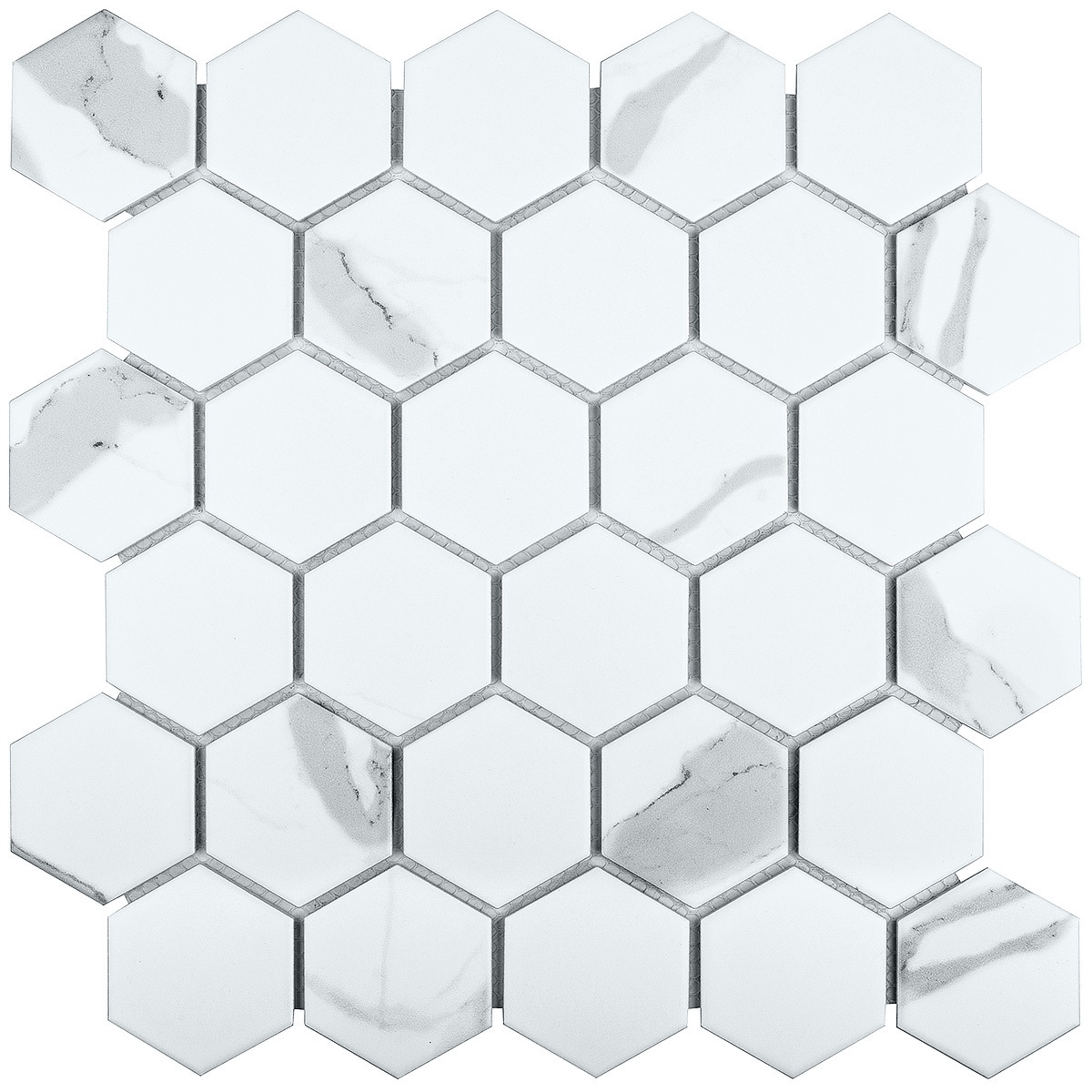 Изображение товара Керамическая мозаика Hexagon Carrara Matt 26.5x27.8 см для стен и полов