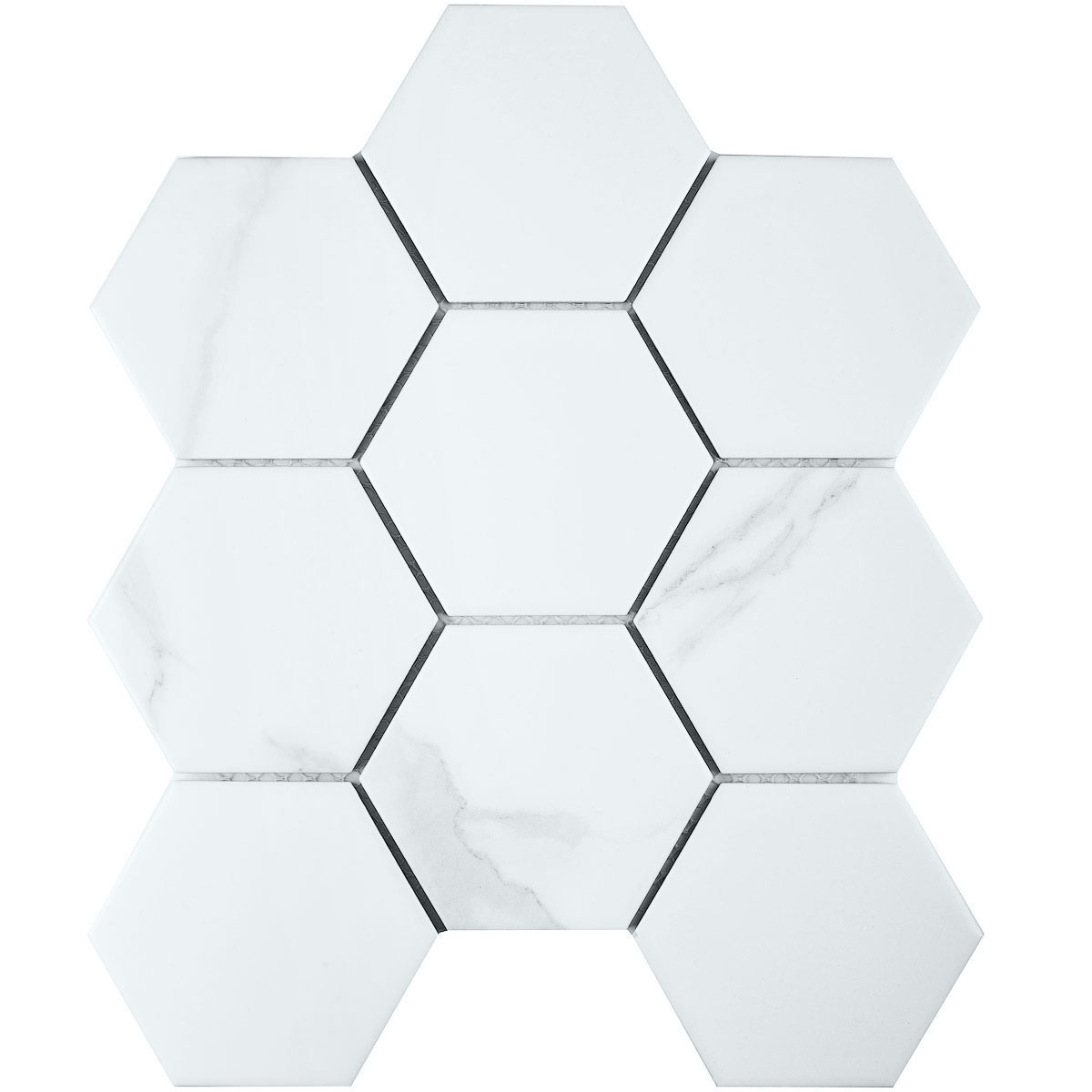 Изображение товара Декоративная керамическая мозаика Hexagon Carrara матовая 25.6х29.5см для стен и пола