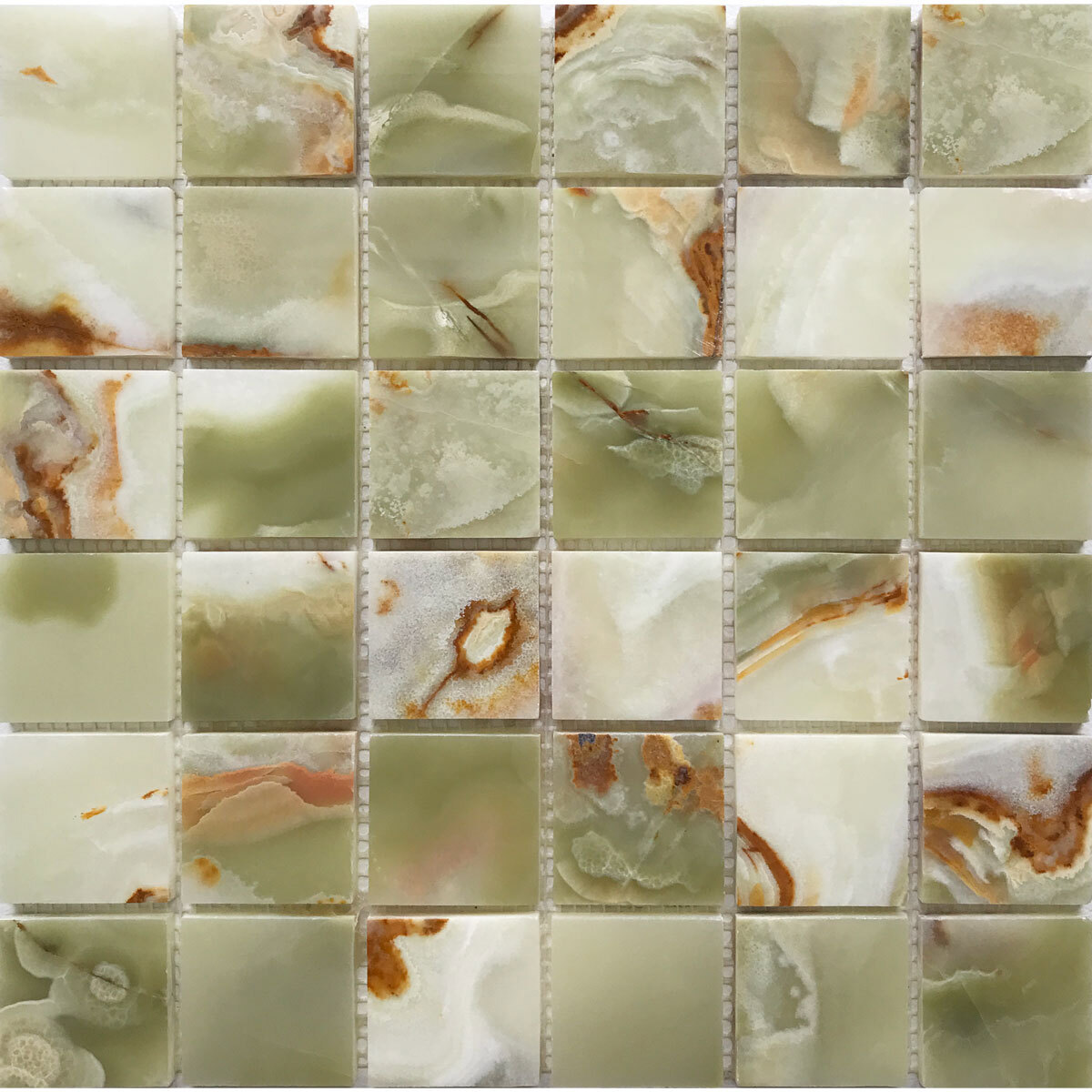 Изображение товара Декоративная мозаика из натурального мрамора Green Onyx 30.5x30.5 см для стен и полов