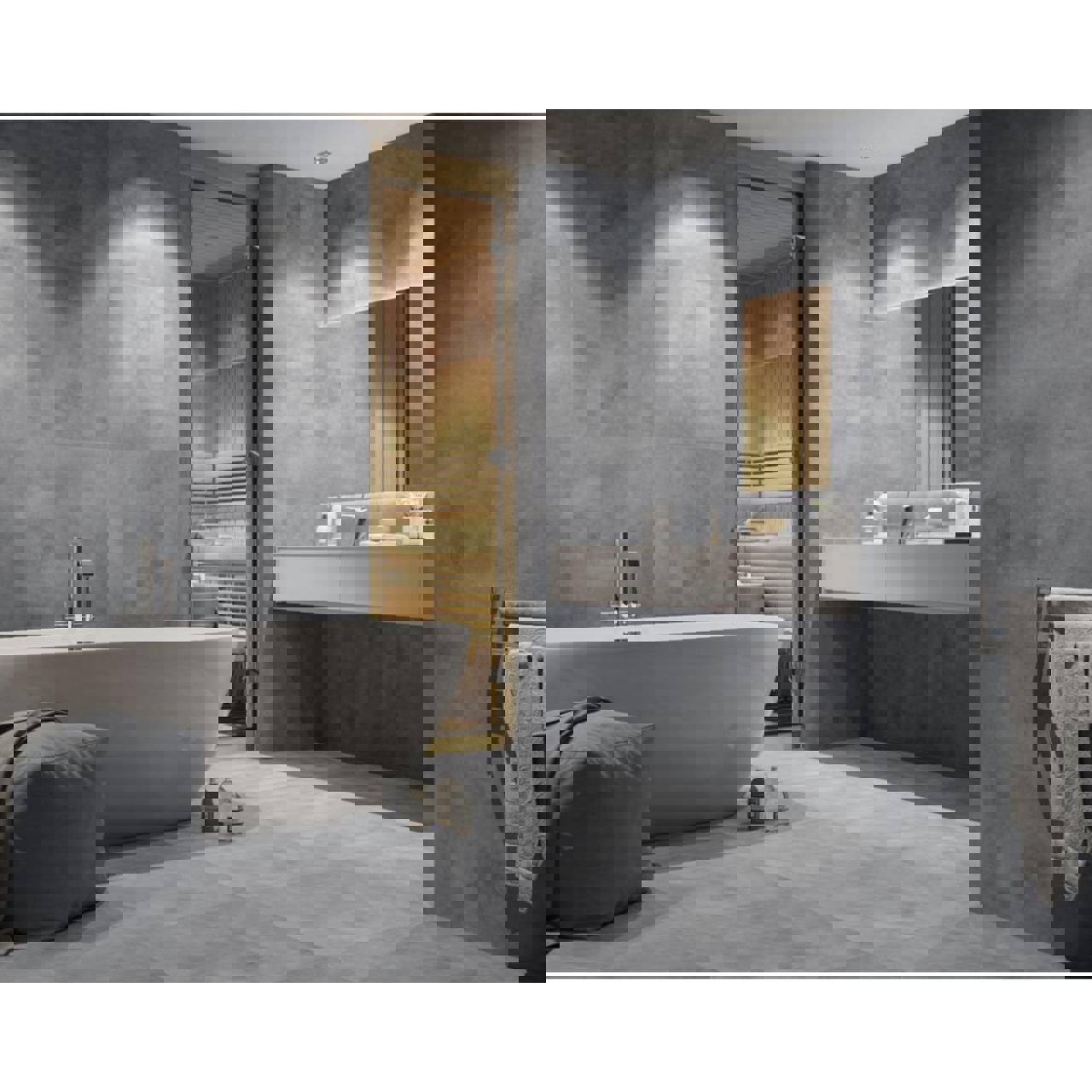 Изображение товара Керамогранит Steppe ceramics Concrete 59x59 см серый, серебристый 1.392 м² интерьер и улица