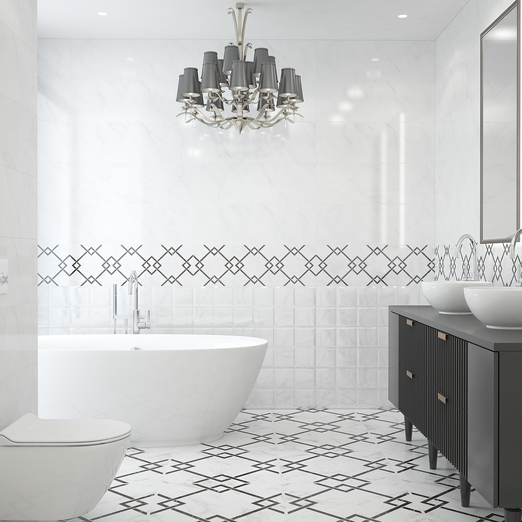 Изображение товара Керамогранит Керамин Монте 120x60 см белый эффект мрамора крупный формат