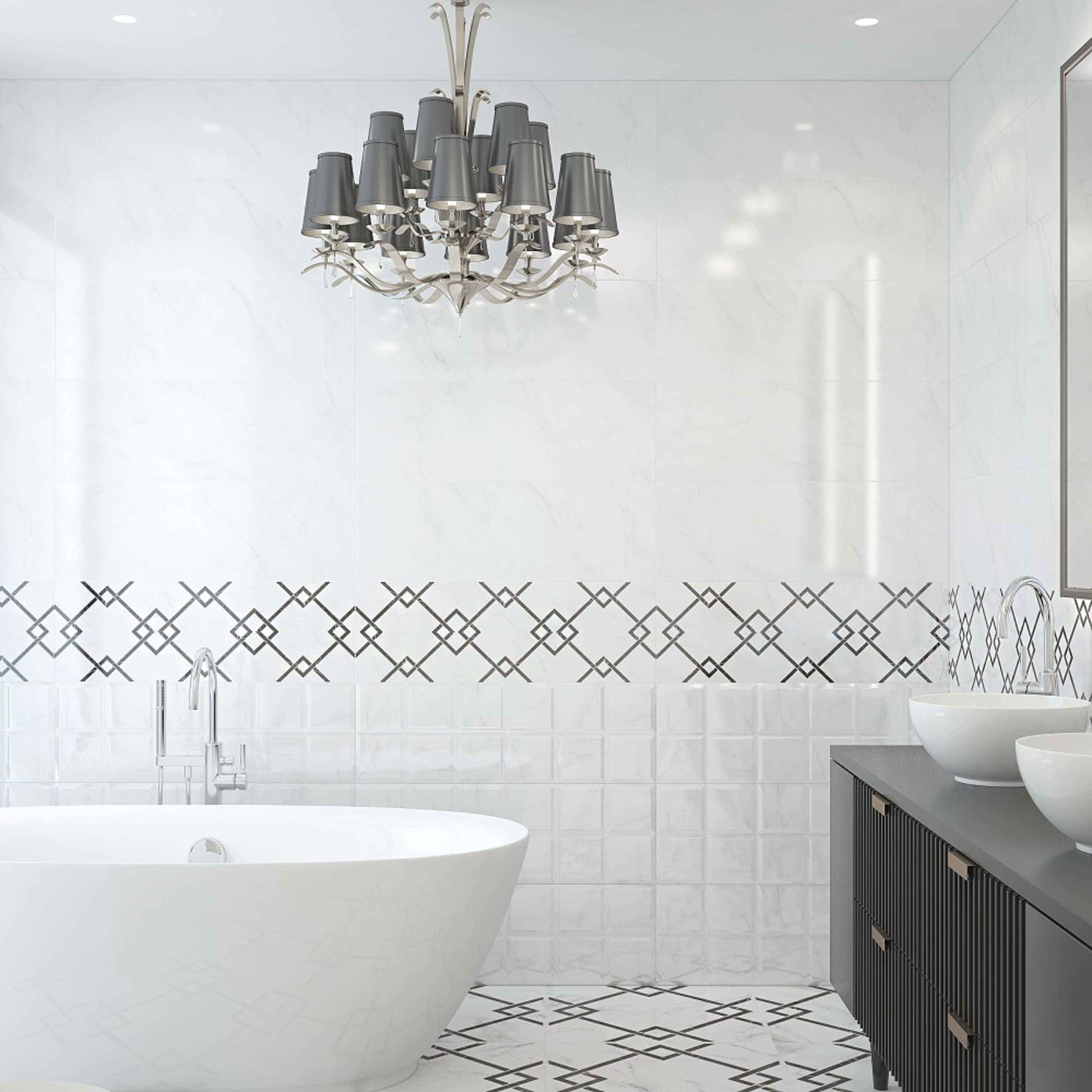 Изображение товара Керамическая плитка Керамин Монте 90x30 см белая для стен внутренние помещения