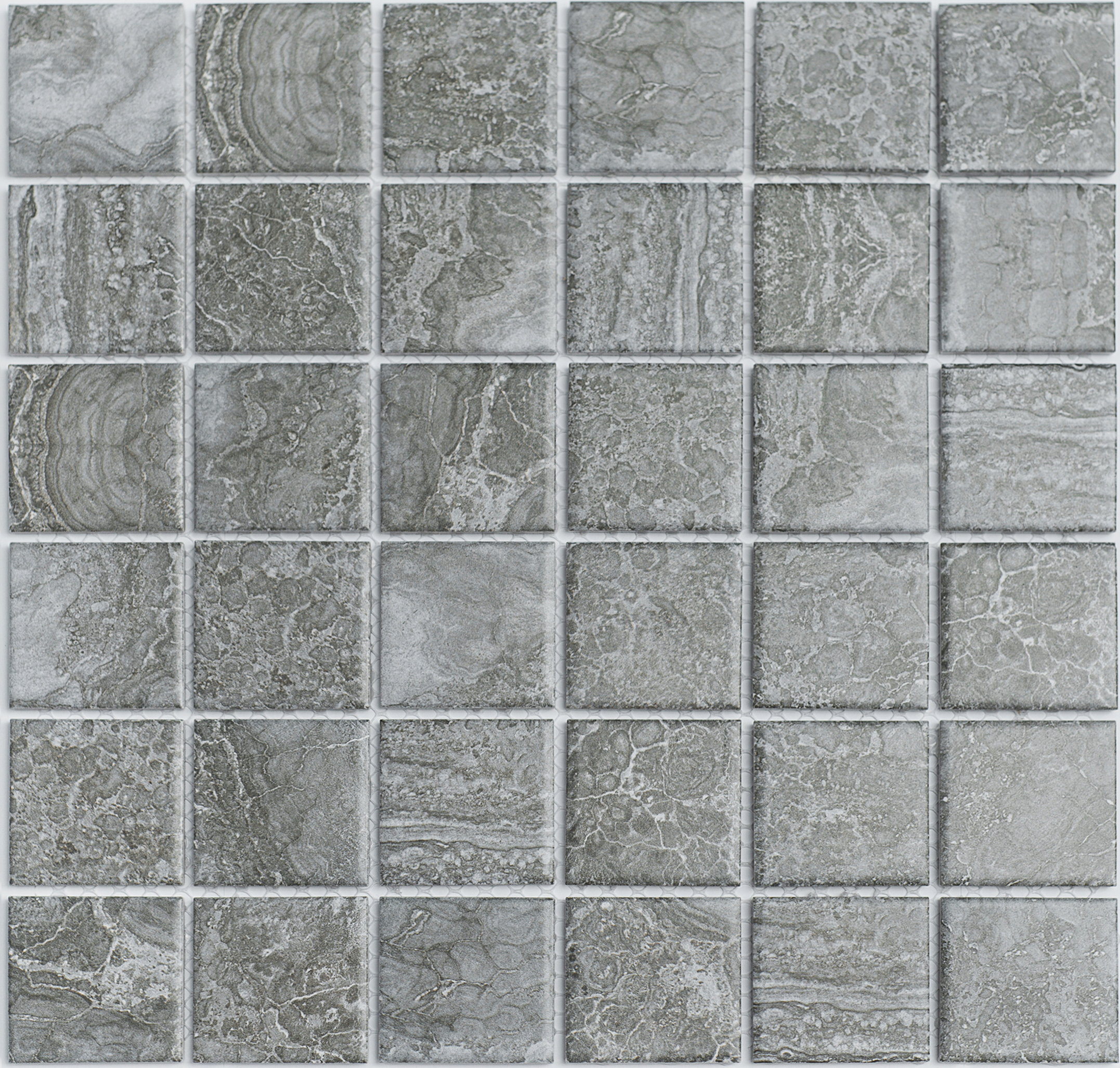 Изображение товара Декоративная керамическая мозаика NSmosaic PR4848-36 30.6x30.6 см серый матовый