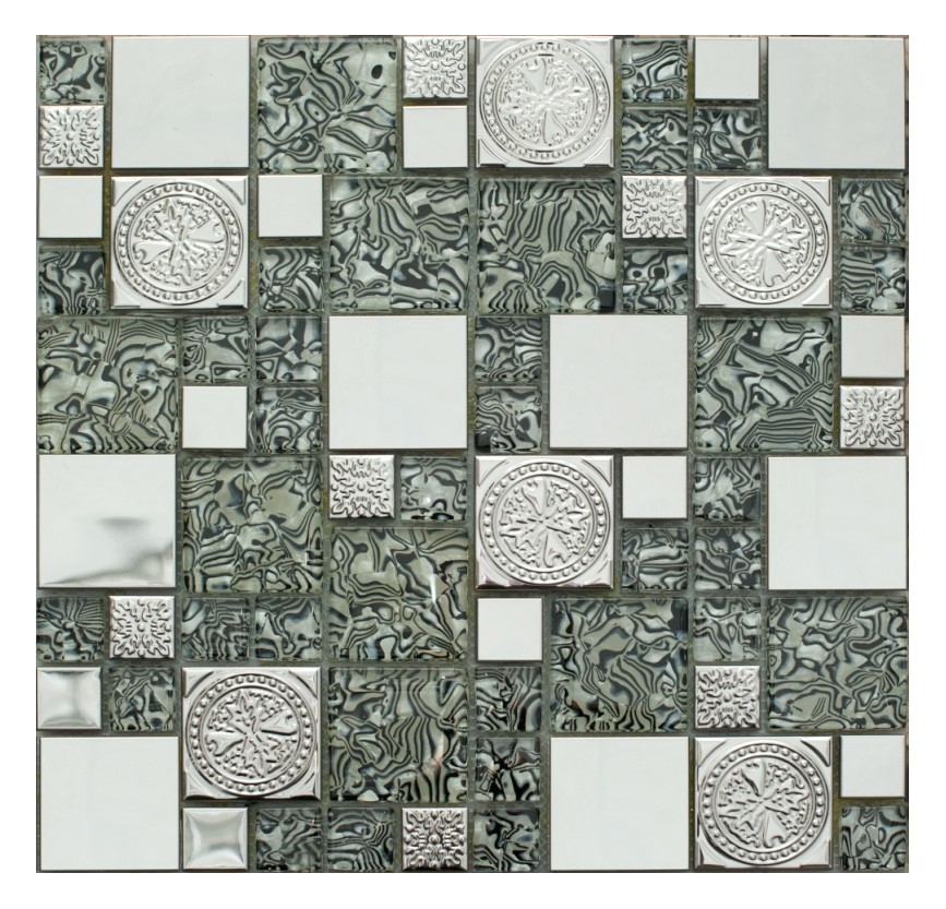 Изображение товара Декоративная стеклянная мозаика NSMOSAIC 30x30см разноцветная для интерьера и фасада