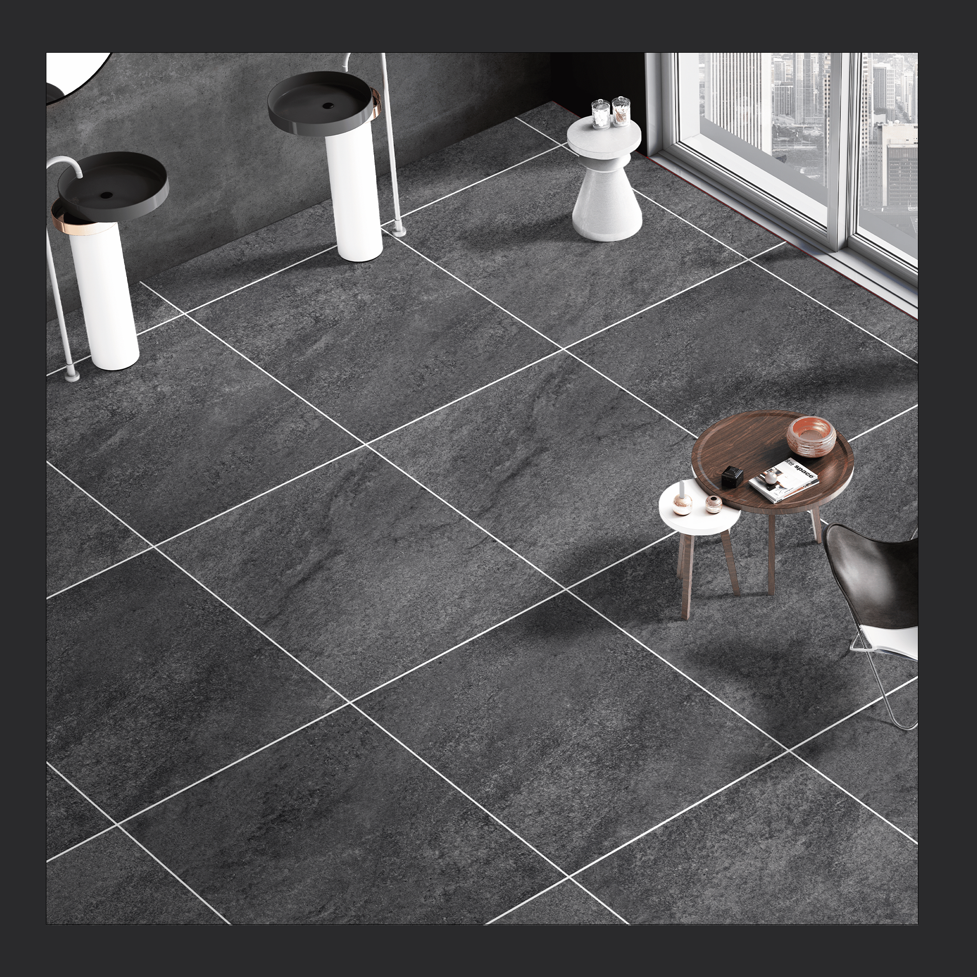 Изображение товара Керамогранит Kerald Nero matt 60x60см 1.44 м² цвет серый