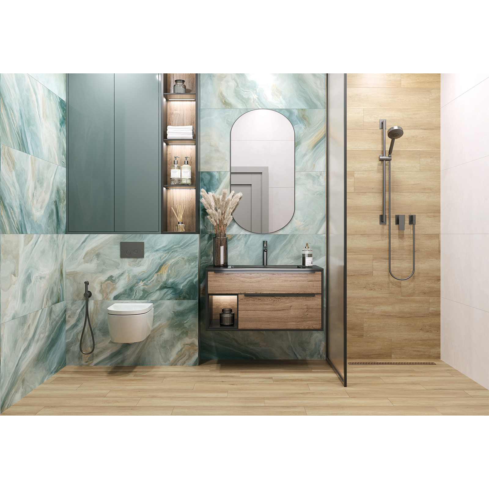 Изображение товара Керамогранит Lcm Illusion flow 60120ILN55HG 60x120см цвет светло-зеленый