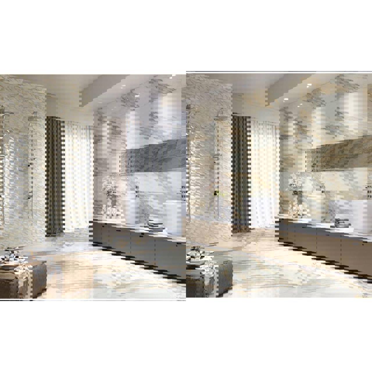 Изображение товара Керамогранит Calacatta Brown 59x59 см для пола и стен, бежевый