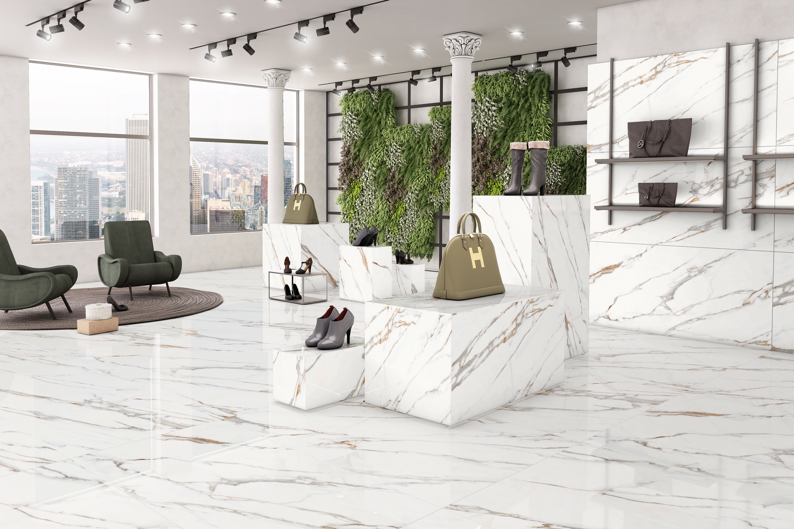 Изображение товара Керамогранит Kerald Leo Marvel Gold Matt 80x160см белый мраморный эффект