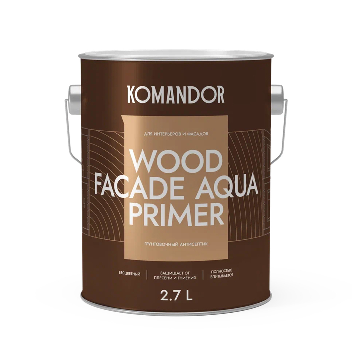 Изображение товара Грунтовка-антисептик KOMANDOR Wood Facade Aqua Primer 2.7л бесцветный Изображение товара Грунтовка-антисептик KOMANDOR Wood Facade Aqua Primer 2.7л бесцветный