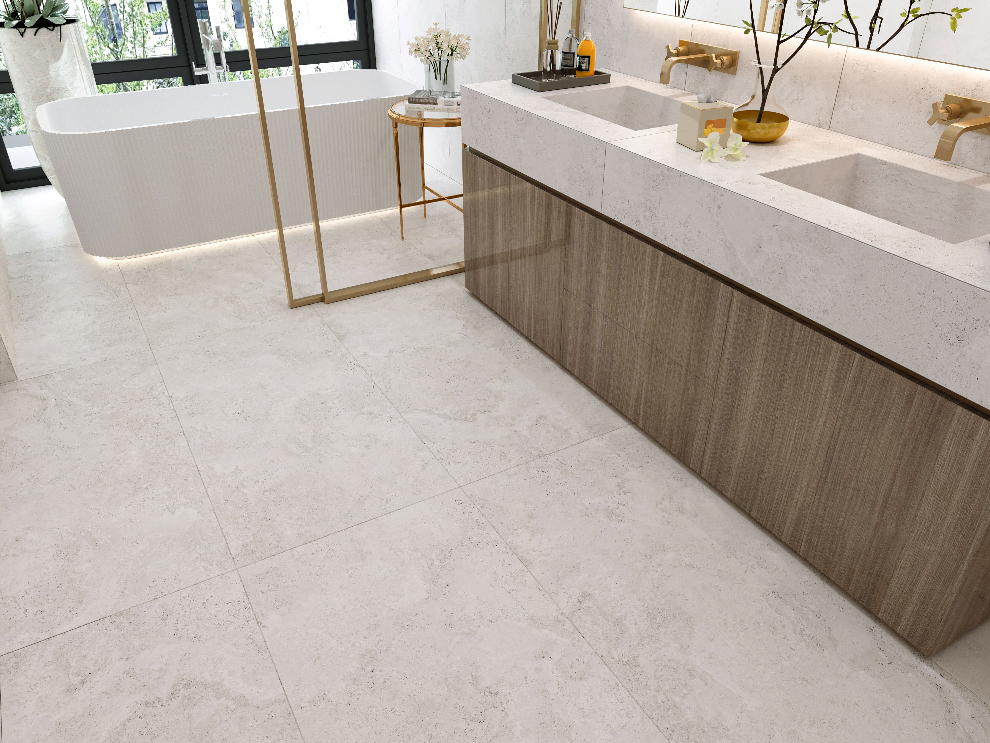 Изображение товара Керамогранит Buono ceramica Stones S4438M 60x120см цвет бежевый с серым