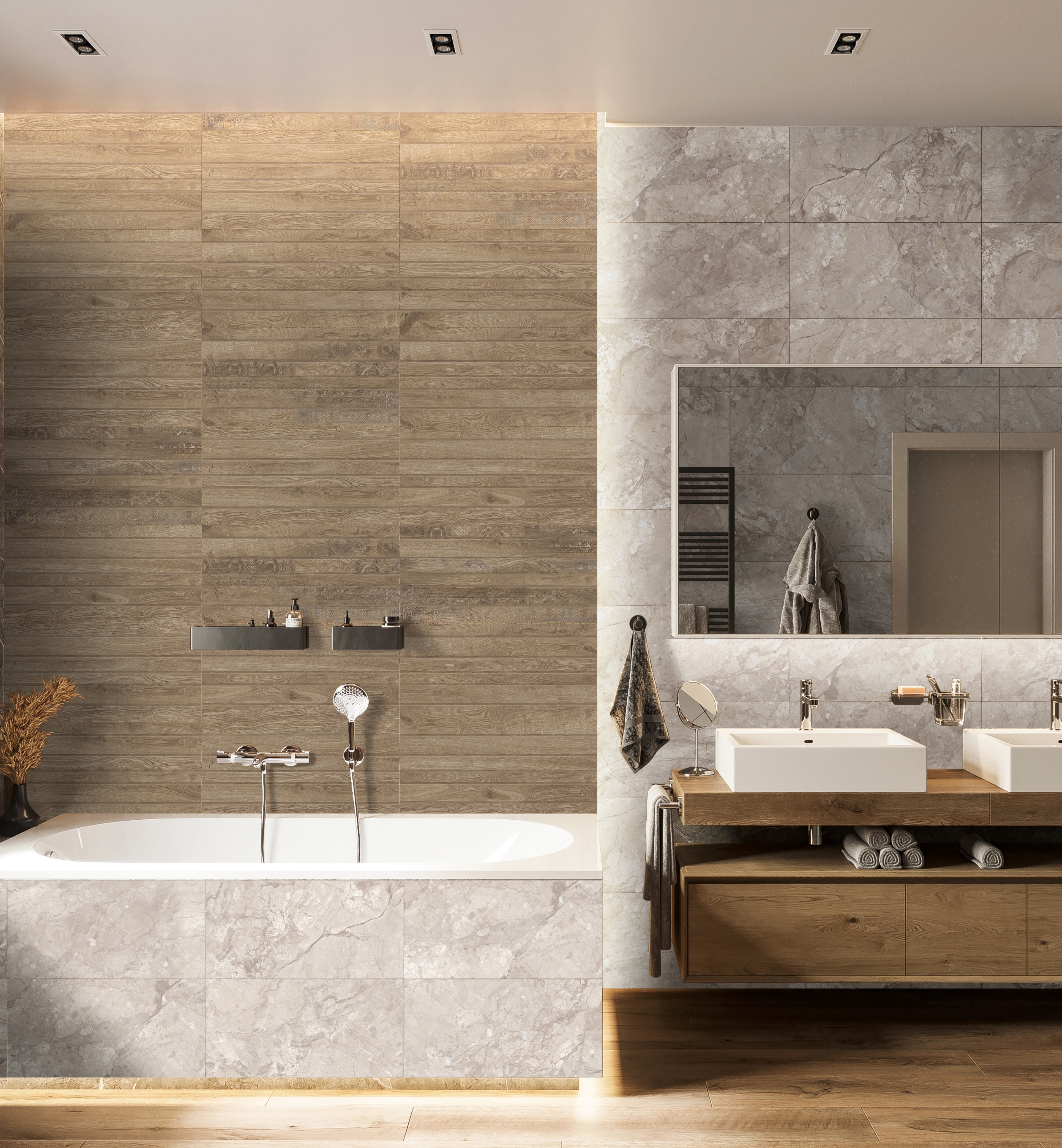 Изображение товара Настенная плитка Kerlife Sherwood Honey 31.5x63см коричневая для ванной и кухни