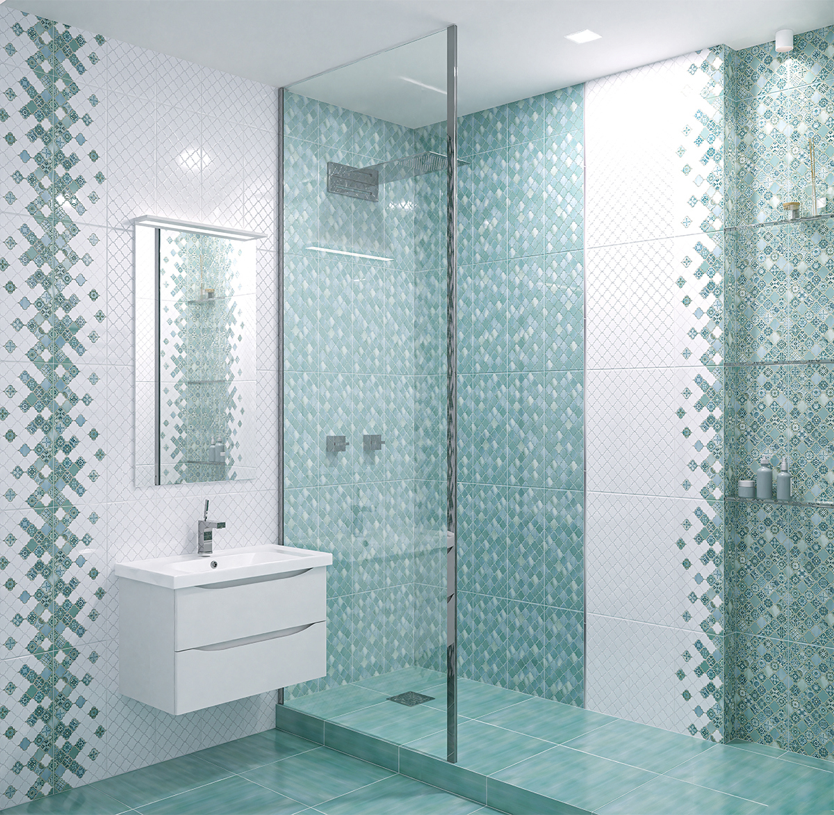 Изображение товара Напольная керамическая плитка Azori Calypso 42x42 синий для пола и теплого пола