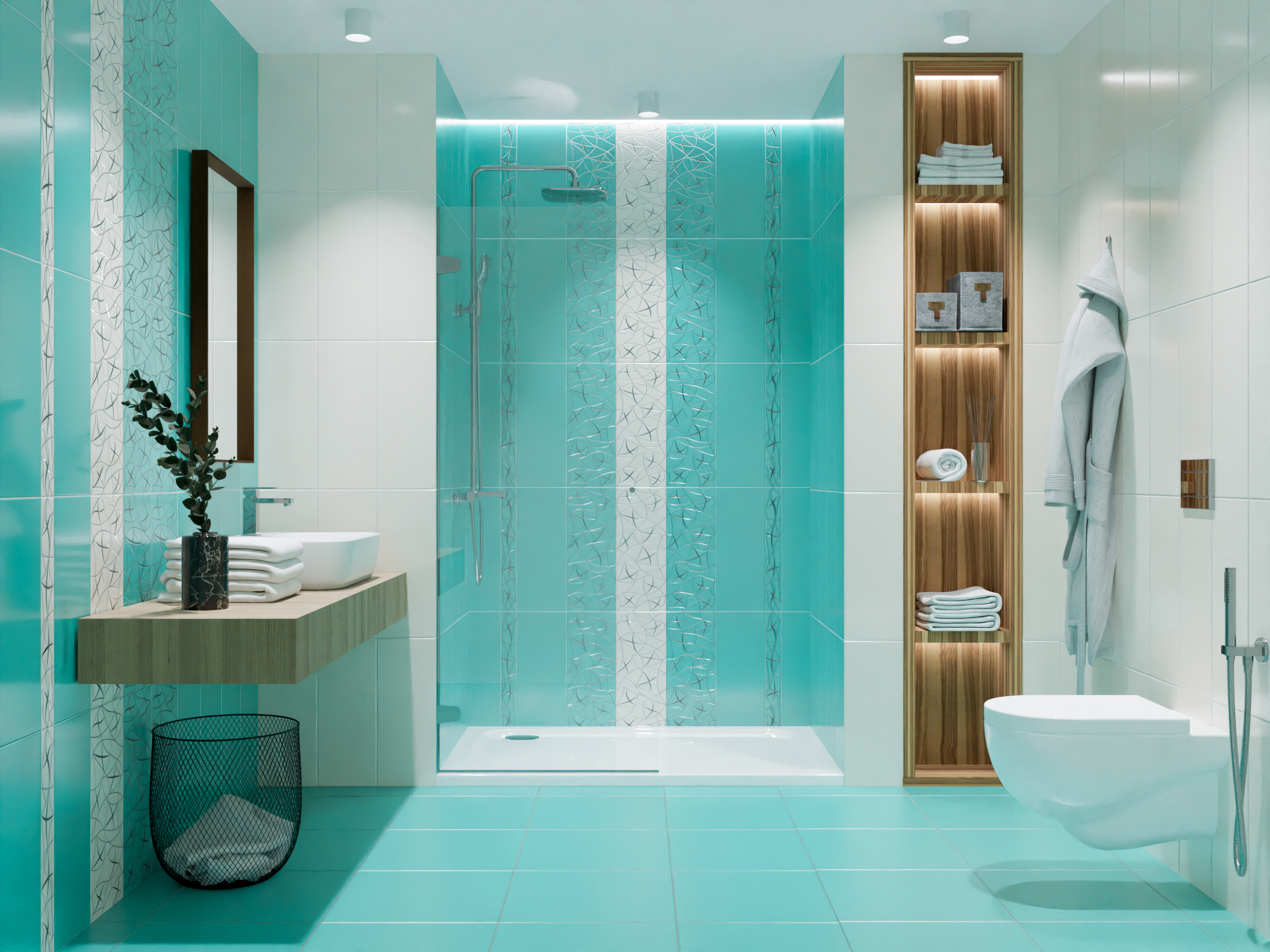 Изображение товара Настенная плитка Azori Vela 507101101ekb 20.1x50.5см цвет бирюзовый, тифани