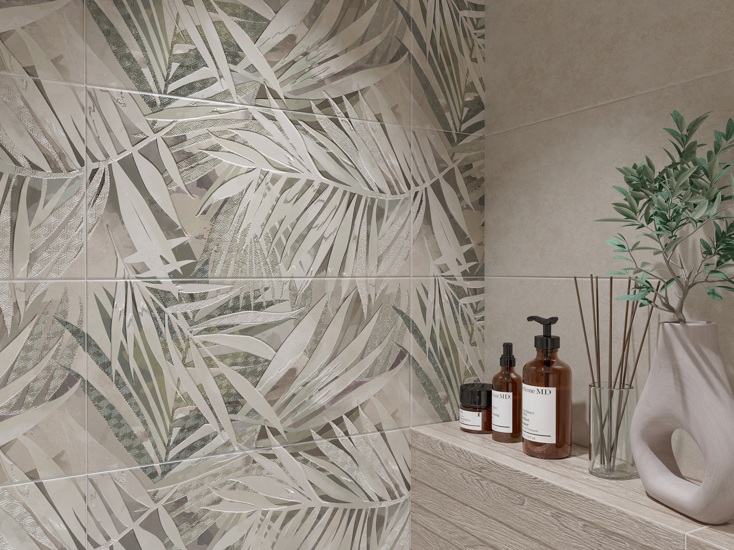 Изображение товара Керамическая настенная плитка Azori Desert Oasis 2 31.5x63 см кремовая