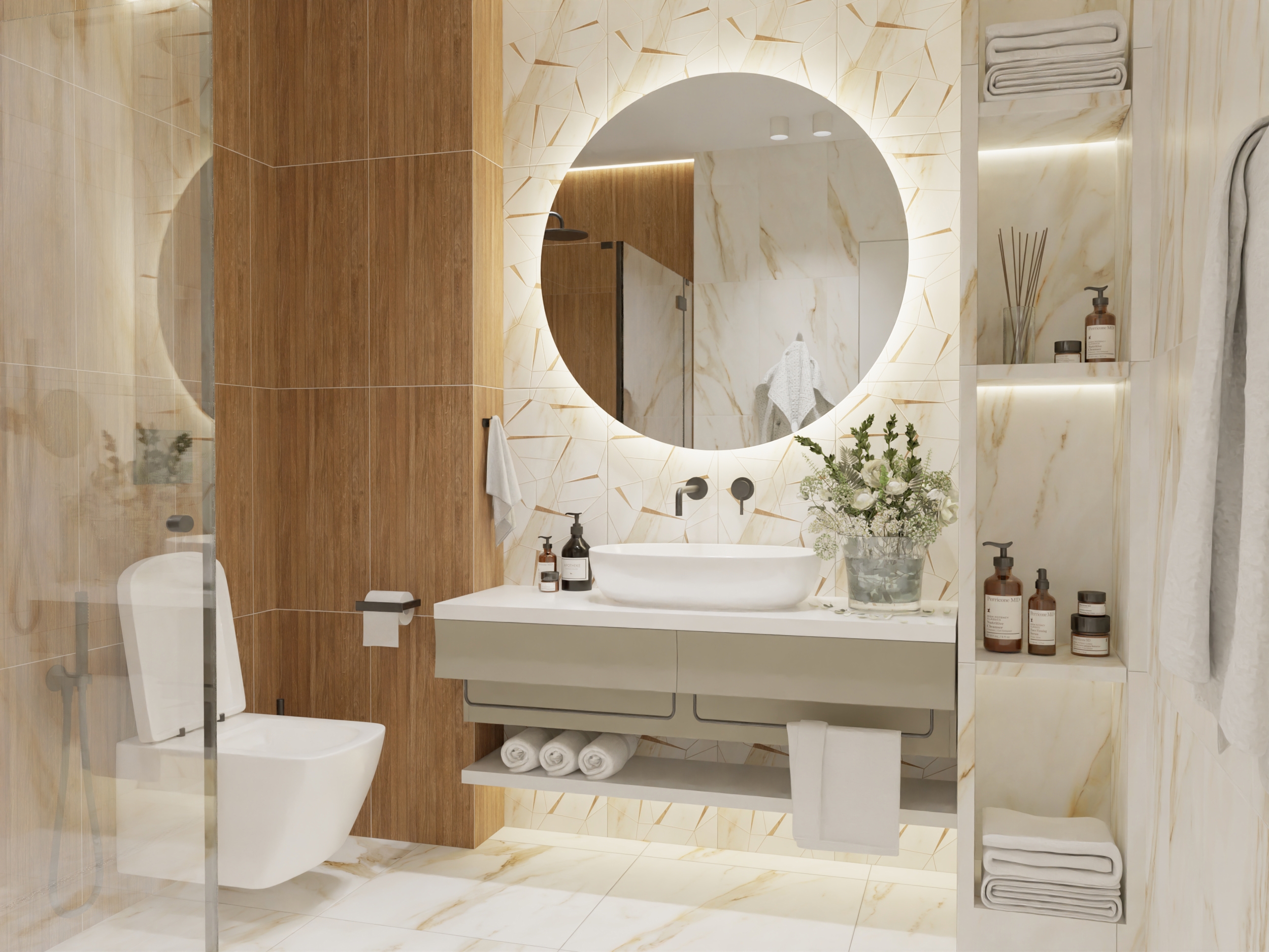 Изображение товара Настенная керамическая плитка Azori Calacatta Royal Style 31.5x63 см кремовая