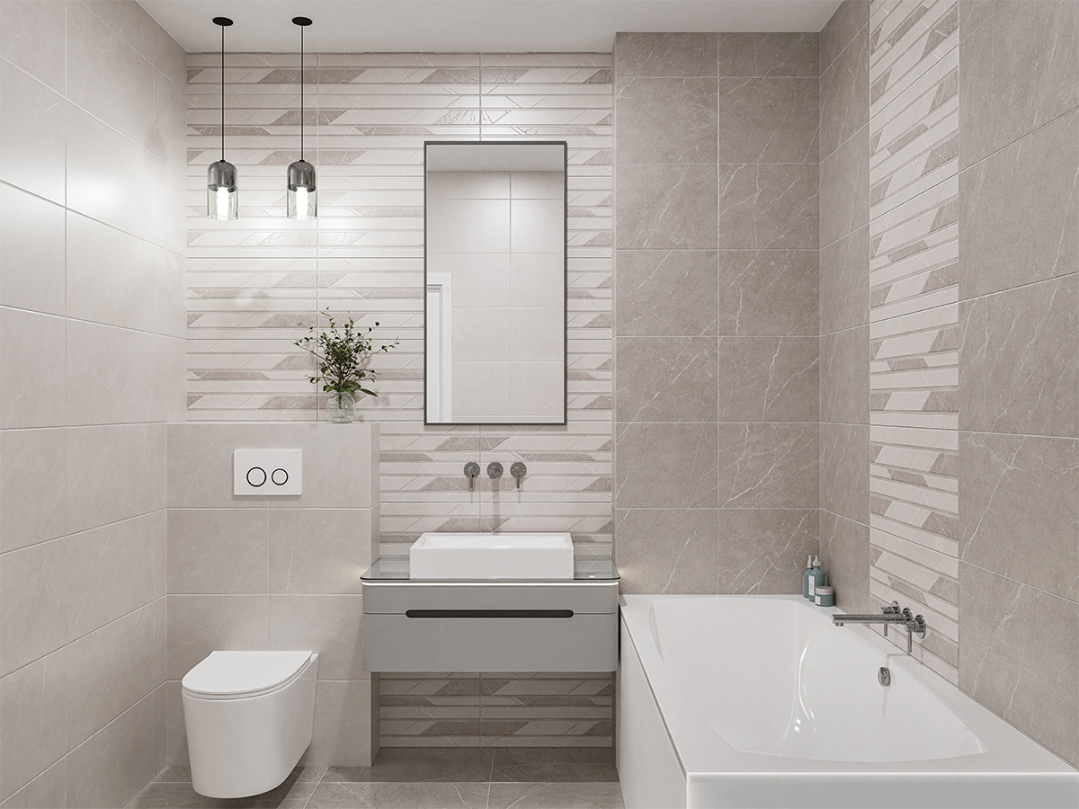 Изображение товара Настенная плитка AZORI Ebri 31.5x63 см Серый Камень