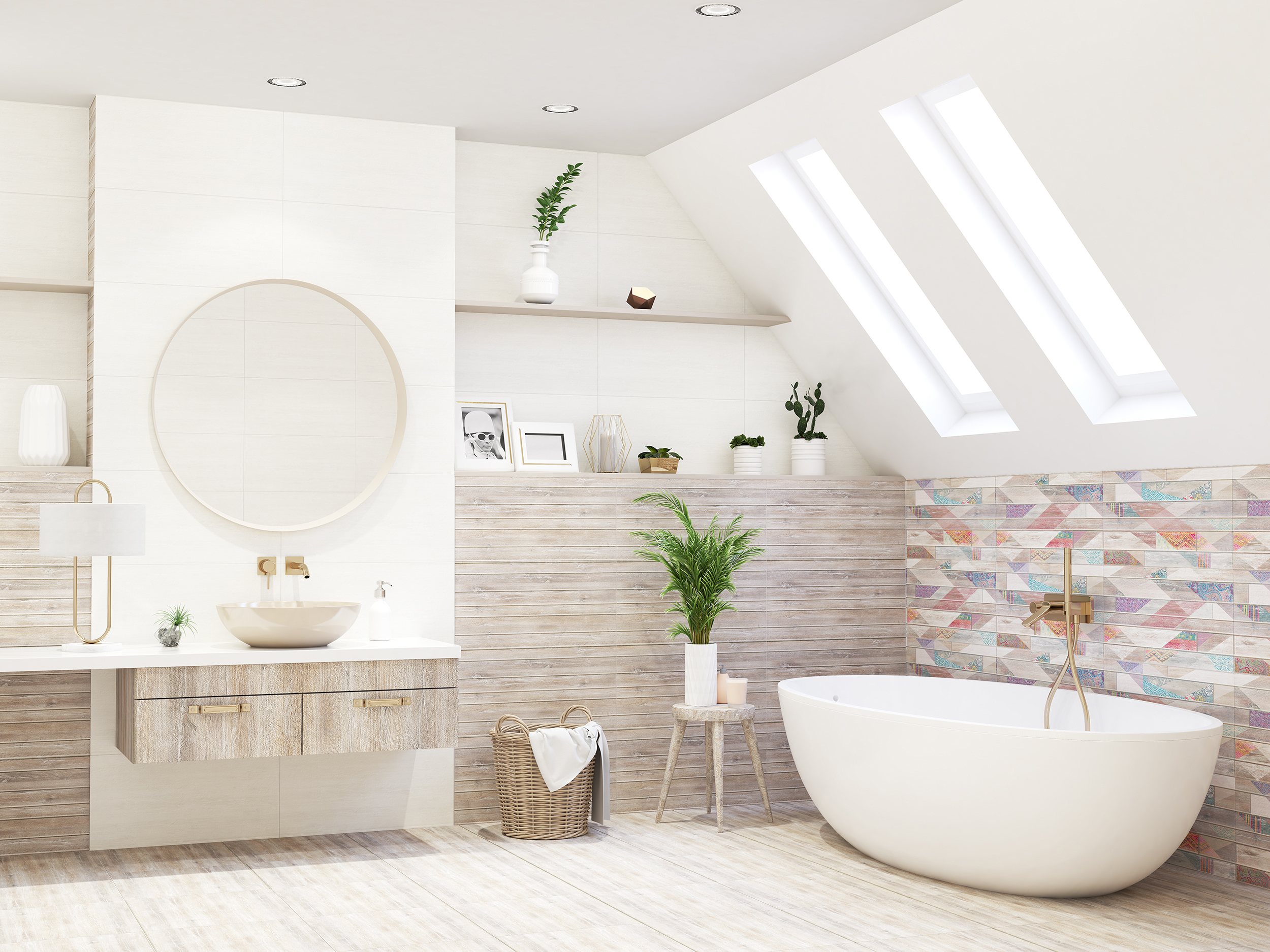 Изображение товара Настенная плитка Azori Shabby 31.5x63 см белая с эффектом дерева для кухни и ванной