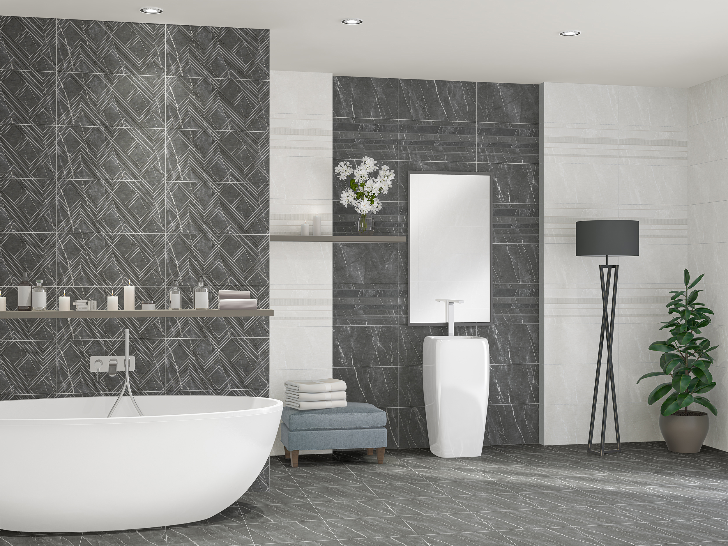 Изображение товара Керамогранит Azori Hygge 60x60 серый эффект мрамор для пола и стен