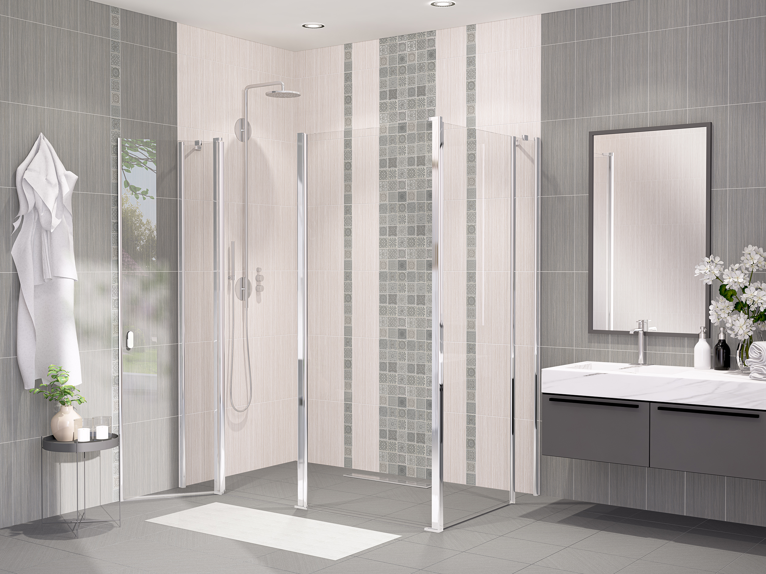 Изображение товара Настенная плитка Azori Grazia 20.1x40.5 см серый матовый керамический облицовочный материал