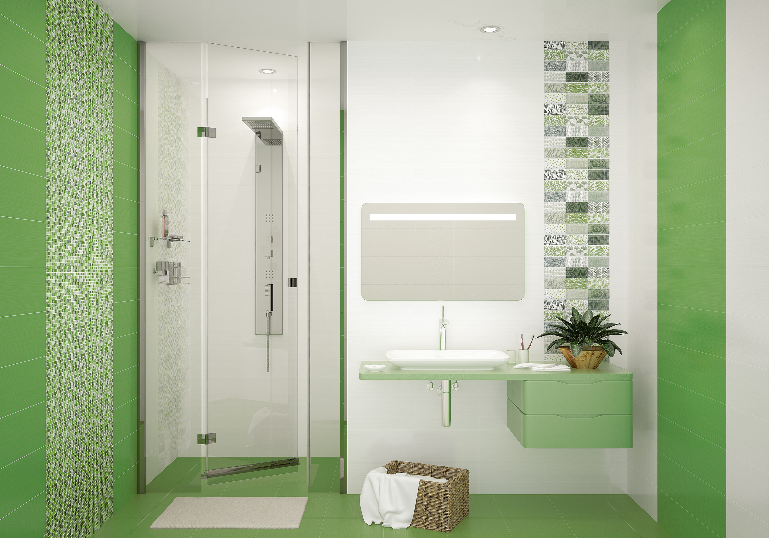 Изображение товара Настенная керамическая плитка Azori Элара 20.1x50.5 см зеленая для стен