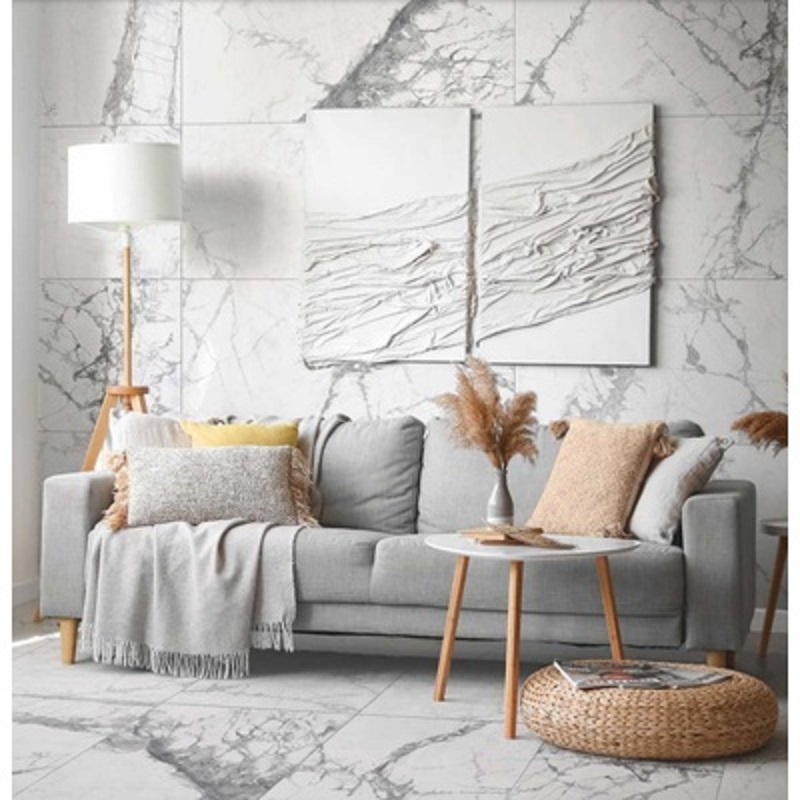 Изображение товара Керамогранит Idalgo home Lusso 60x120 см белый серый мраморный эффект