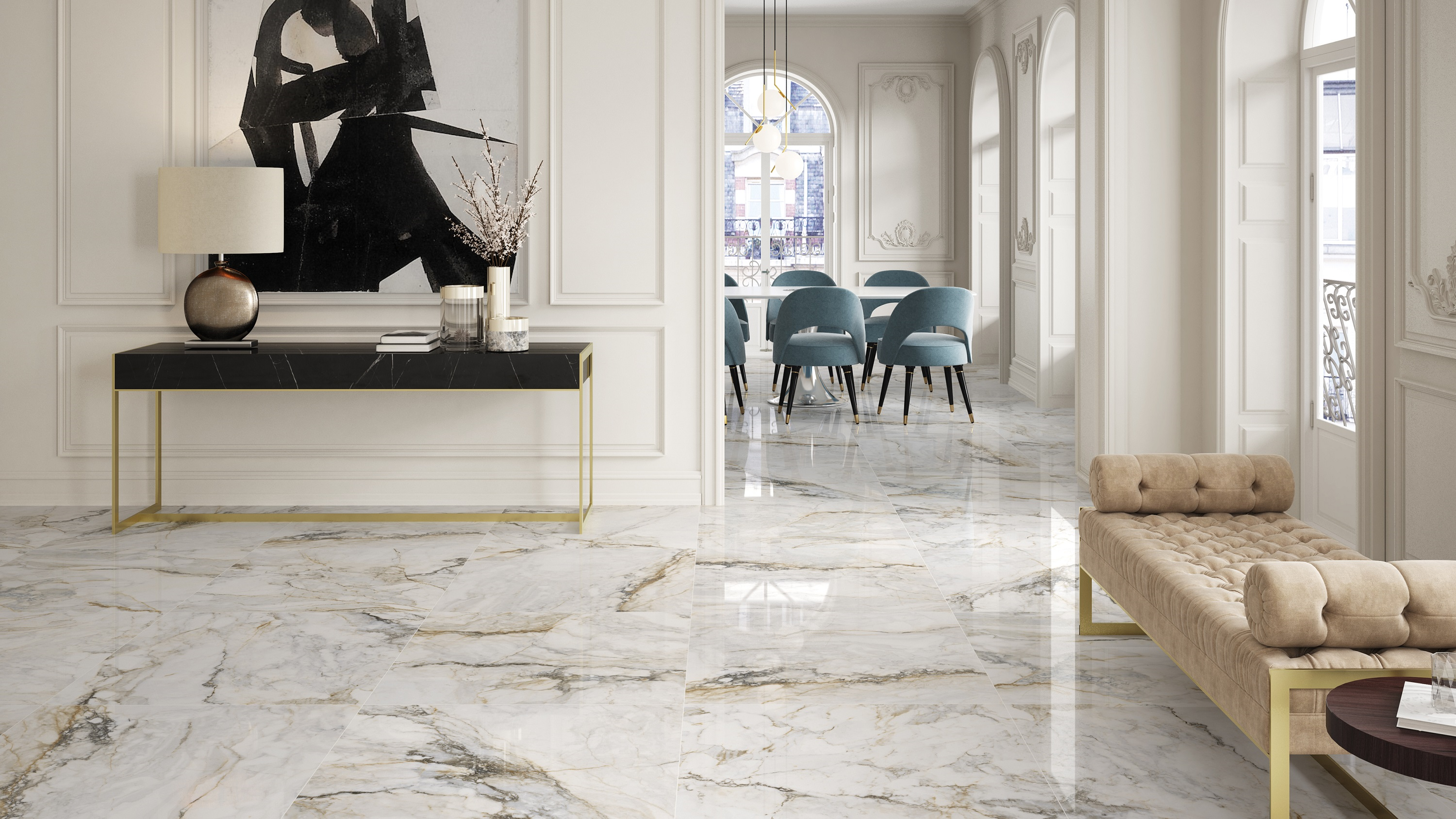 Изображение товара Плитка керамогранит Pamesa Ceramica Cr.pisa Gold 60x120 белая для пола и стен