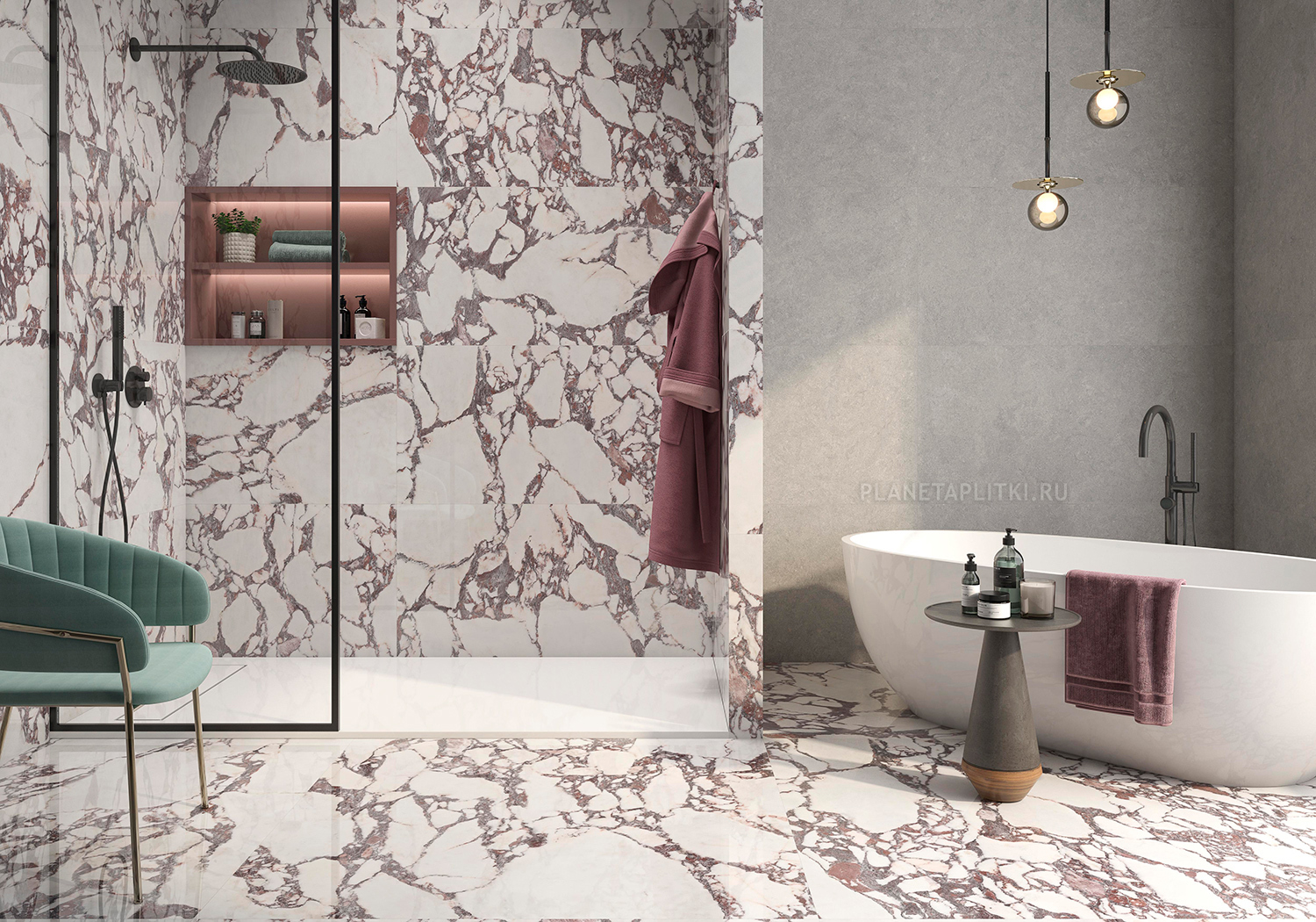 Изображение товара Керамогранит Pamesa ceramica CR.LUX Viola Pulprm 60x120см цвет фиолетовый;белый