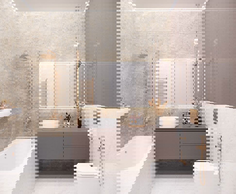 Изображение товара Керамогранит Laparet Obsidian Taupe серый 60x120 см полированный для пола и стен