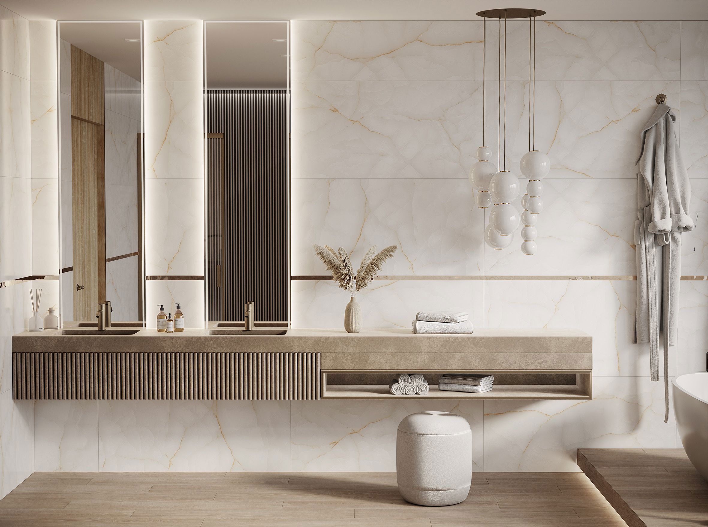 Изображение товара Керамогранит Laparet Onyx Clowdy белый 60x120 см глянцевый мрамор