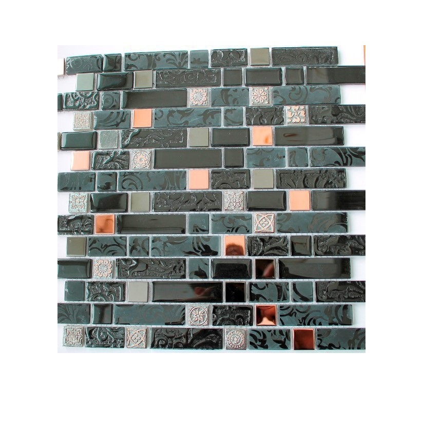 Изображение товара Декоративная стеклянная мозаика Керамоград Черная 30.4х30.4 см для интерьера и экстерьера