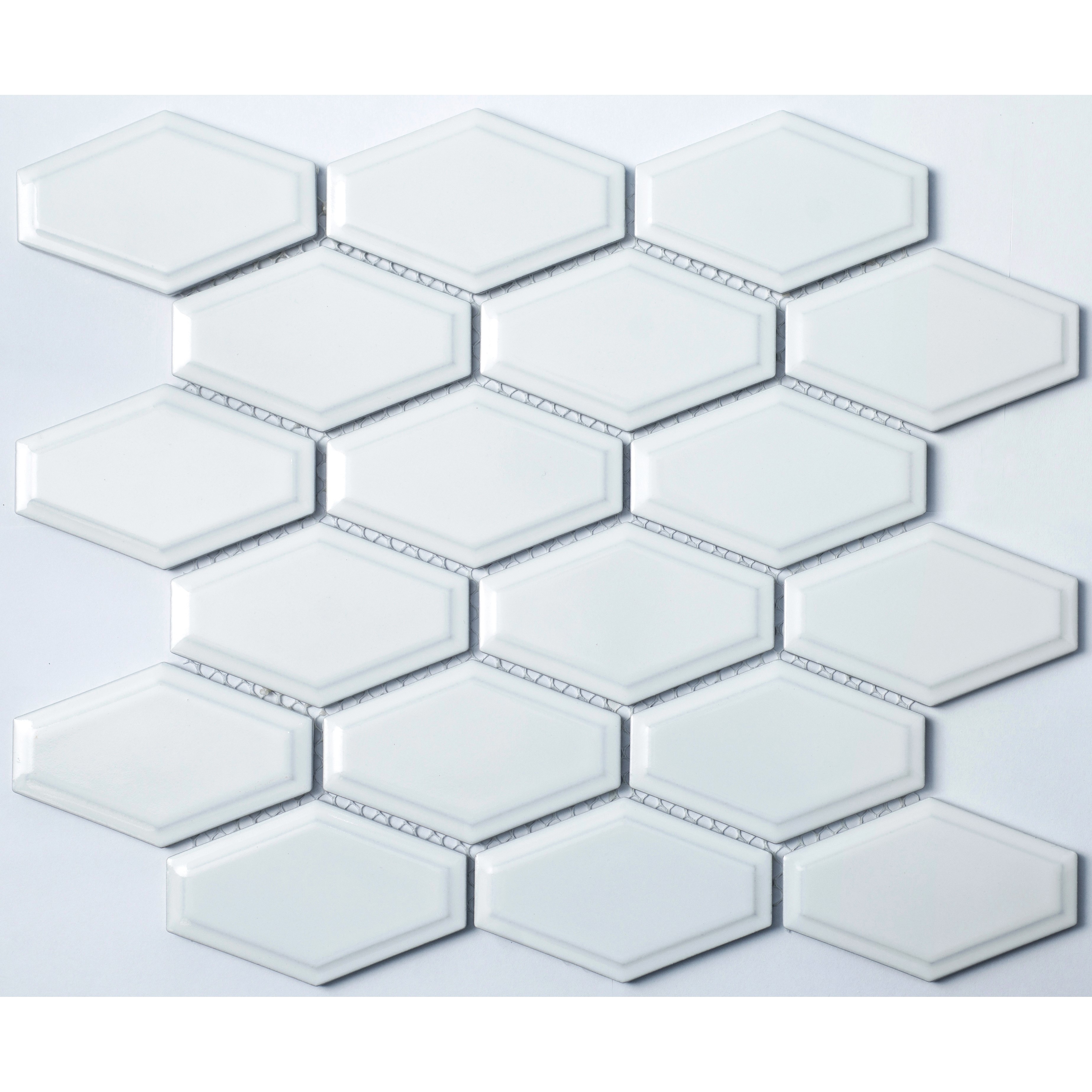 Изображение товара Декоративная керамическая мозаика NSMOSAIC R-314 29.4x26.8 см Белая глянцевая