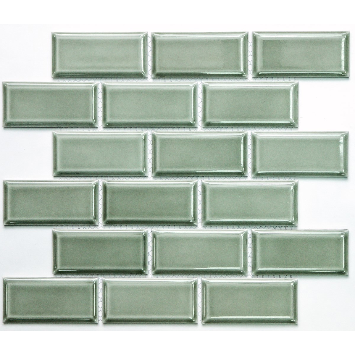 Изображение товара Декоративная керамическая мозаика NSMOSAIC зеленый глянец 29.5x29.1 см