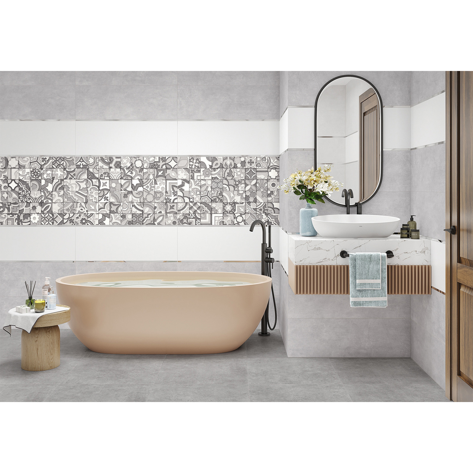 Изображение товара Плитка Alma ceramica Velvet TWU93VLT07R 30x90см серый для стен интерьера