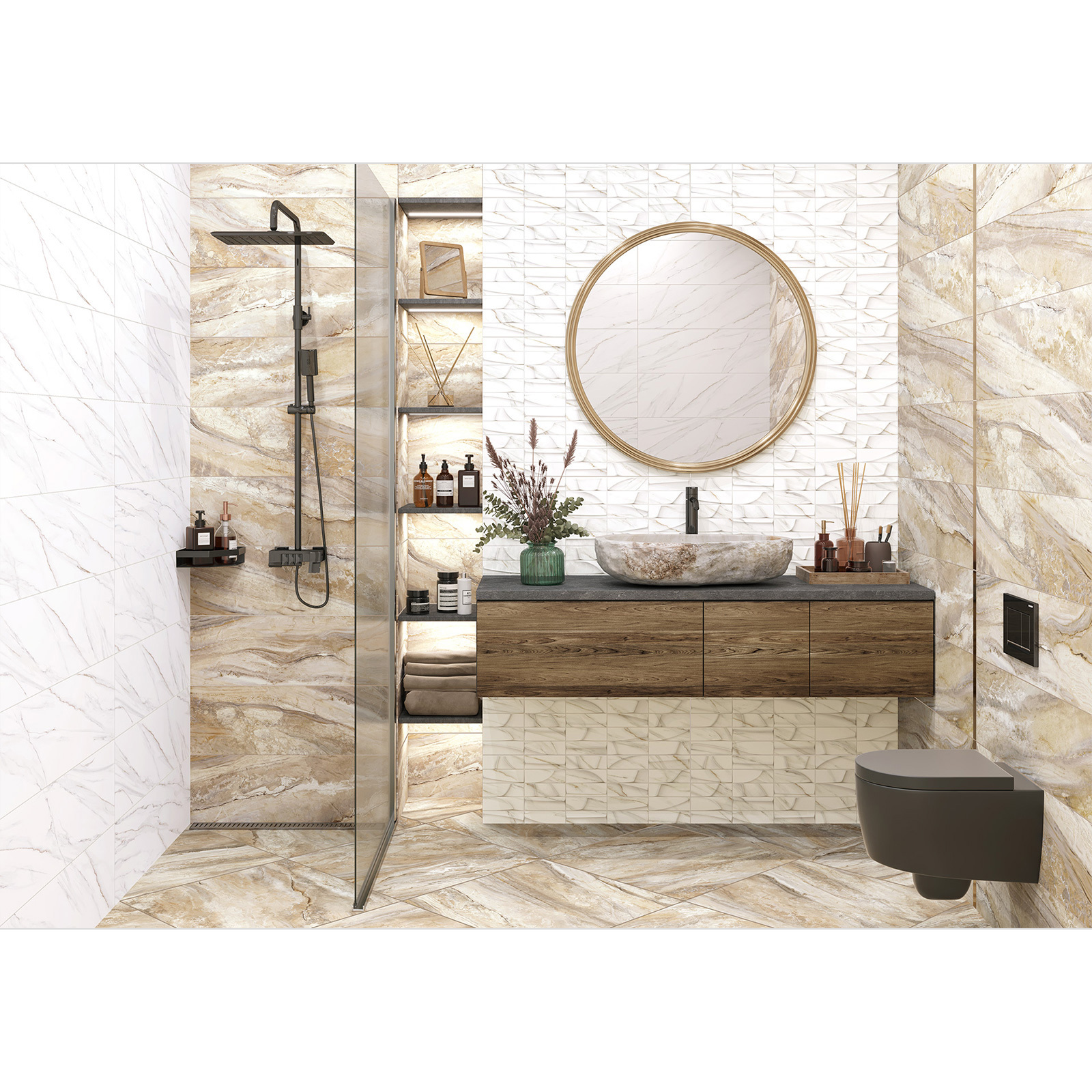 Изображение товара Настенная плитка Delacora Sandy WT15SAD11R 24x74см бежевый глянцевый для стен