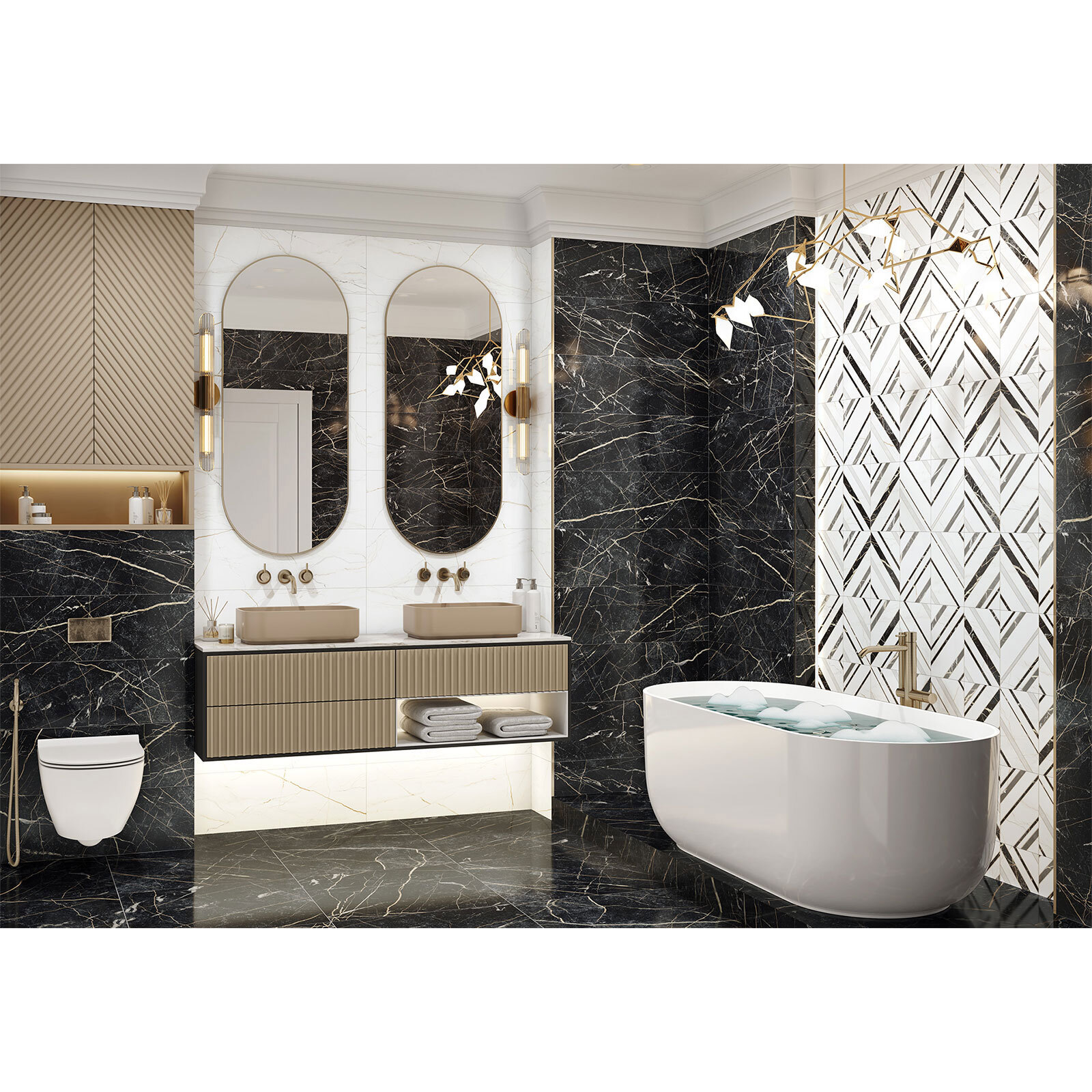 Изображение товара Плитка настенная Delacora Bohema черная 24x74 см