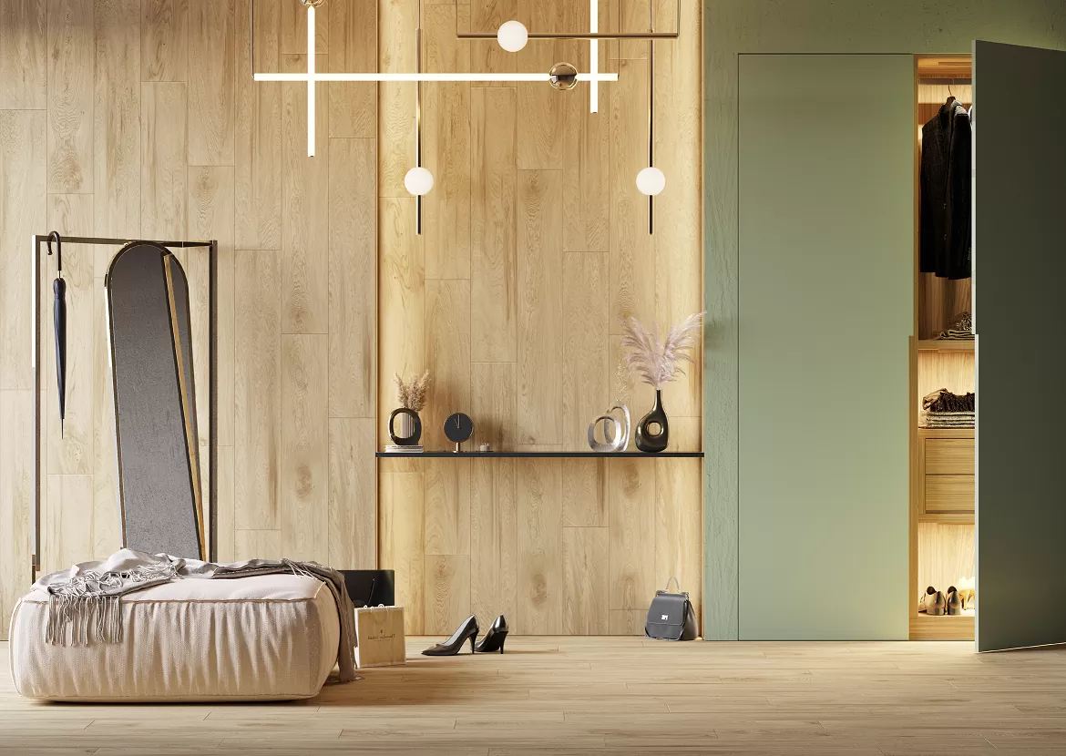 Изображение товара Керамогранит Kerranova Alleya K-2101/SR цвет медовый 20x120 см