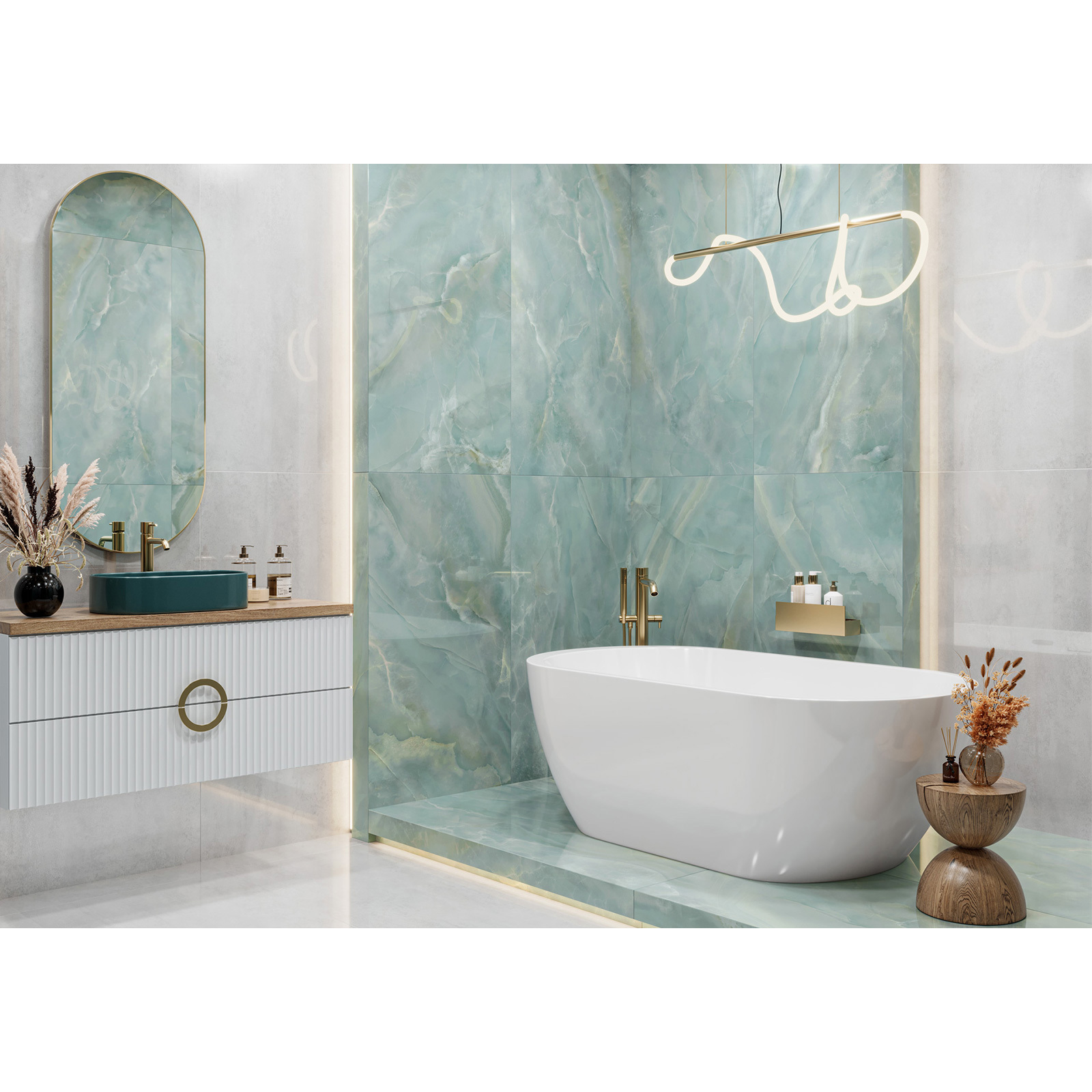 Изображение товара Керамогранит Lcm Caspian onyx 60x120 см зеленый глянцевый морозостойкий