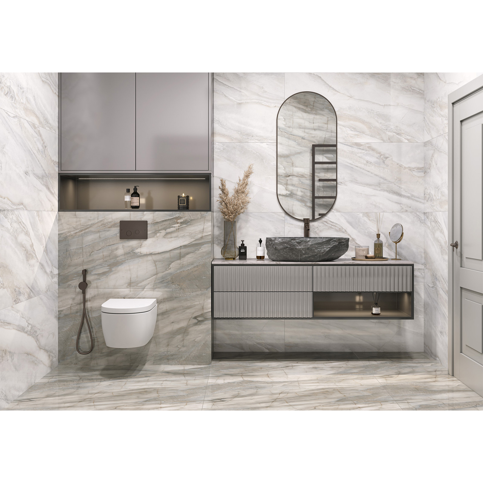 Изображение товара Керамогранит Limestone dark 60x120 см, полированный, Серый/серебристый